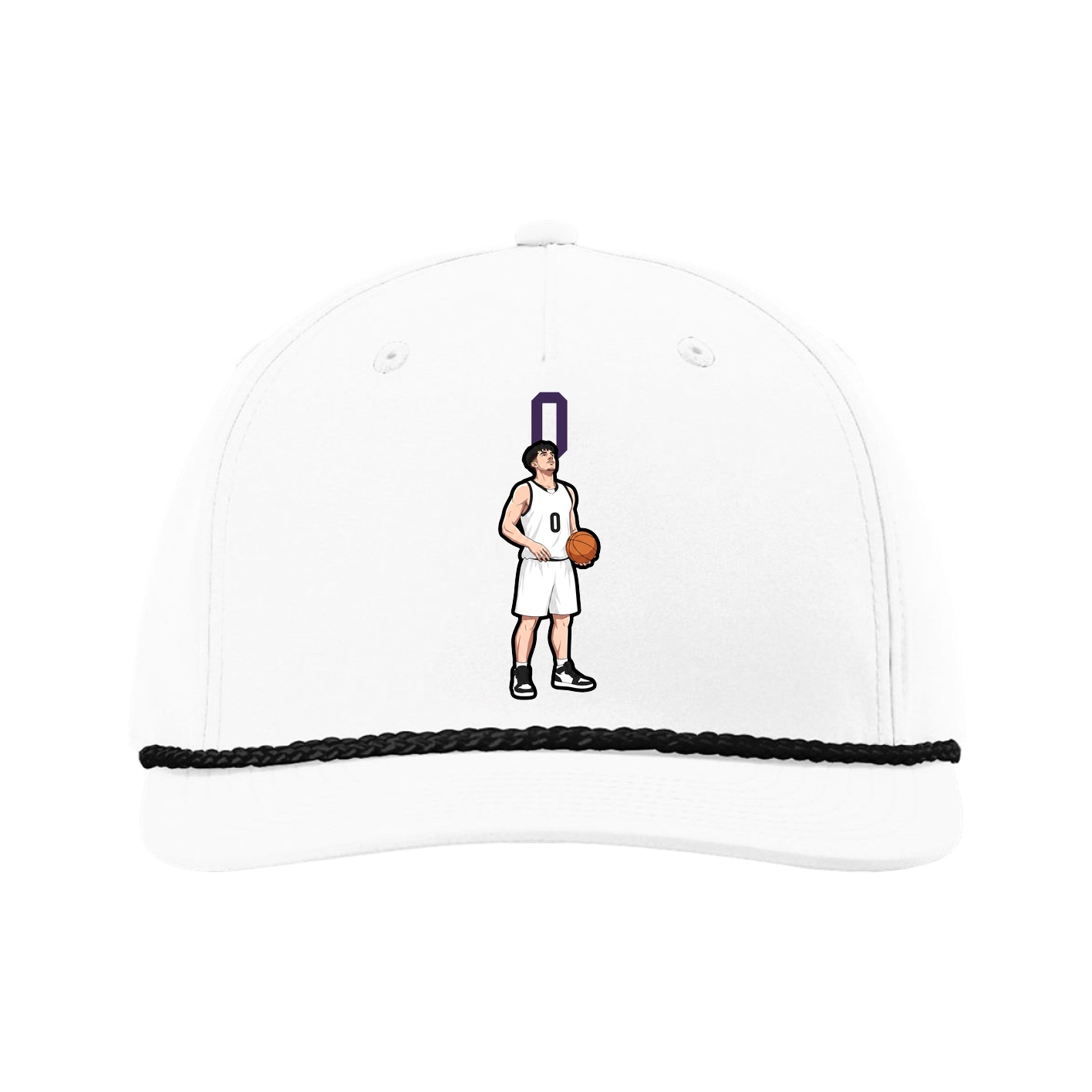 Five-Panel Classic Rope Cap — Number Top in White