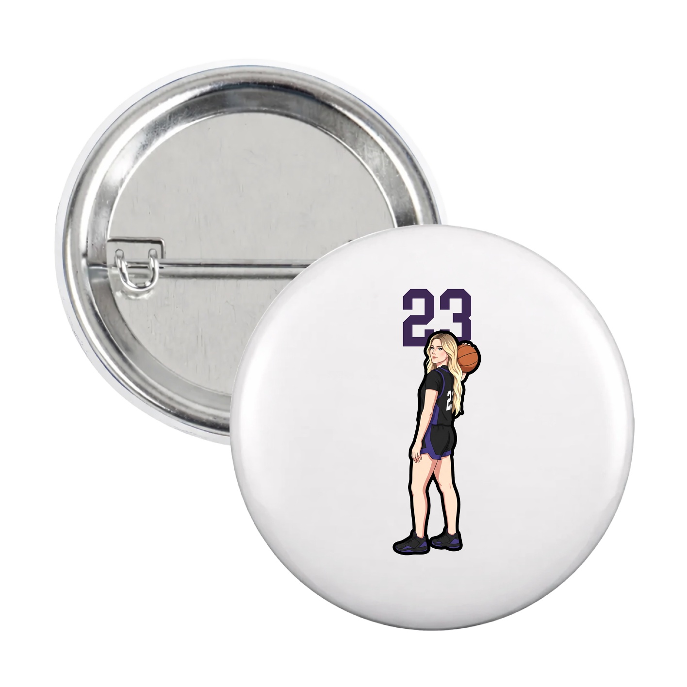 Game Day Button — Number Top in White