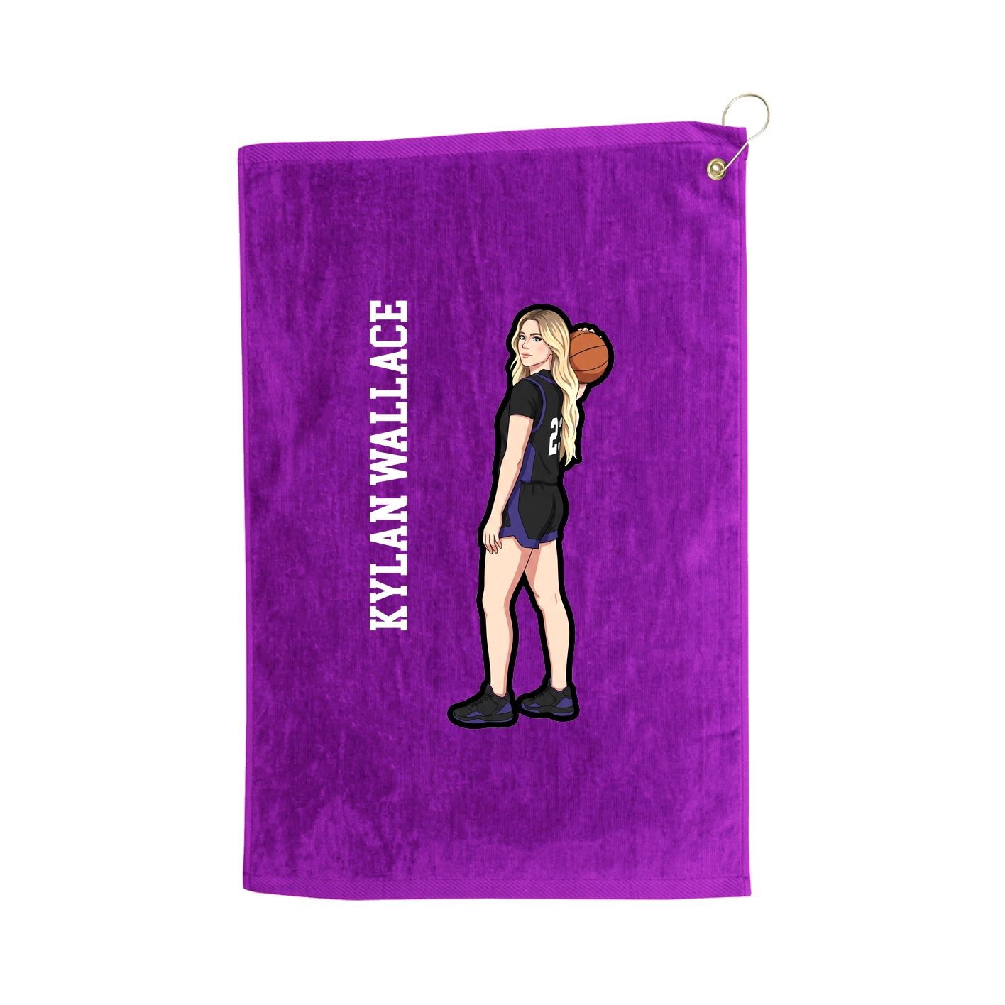 Golf Towel — Name Vertical in Purple