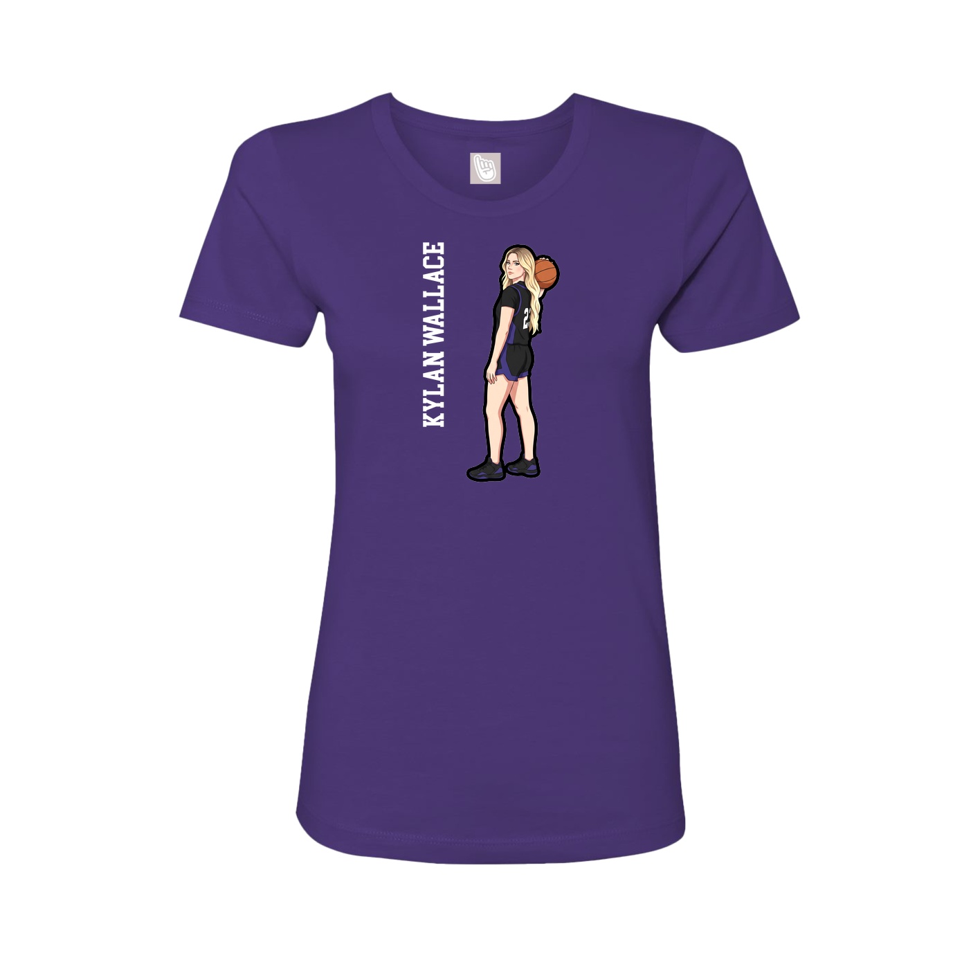 Womens Tee — Name Vertical in Purple