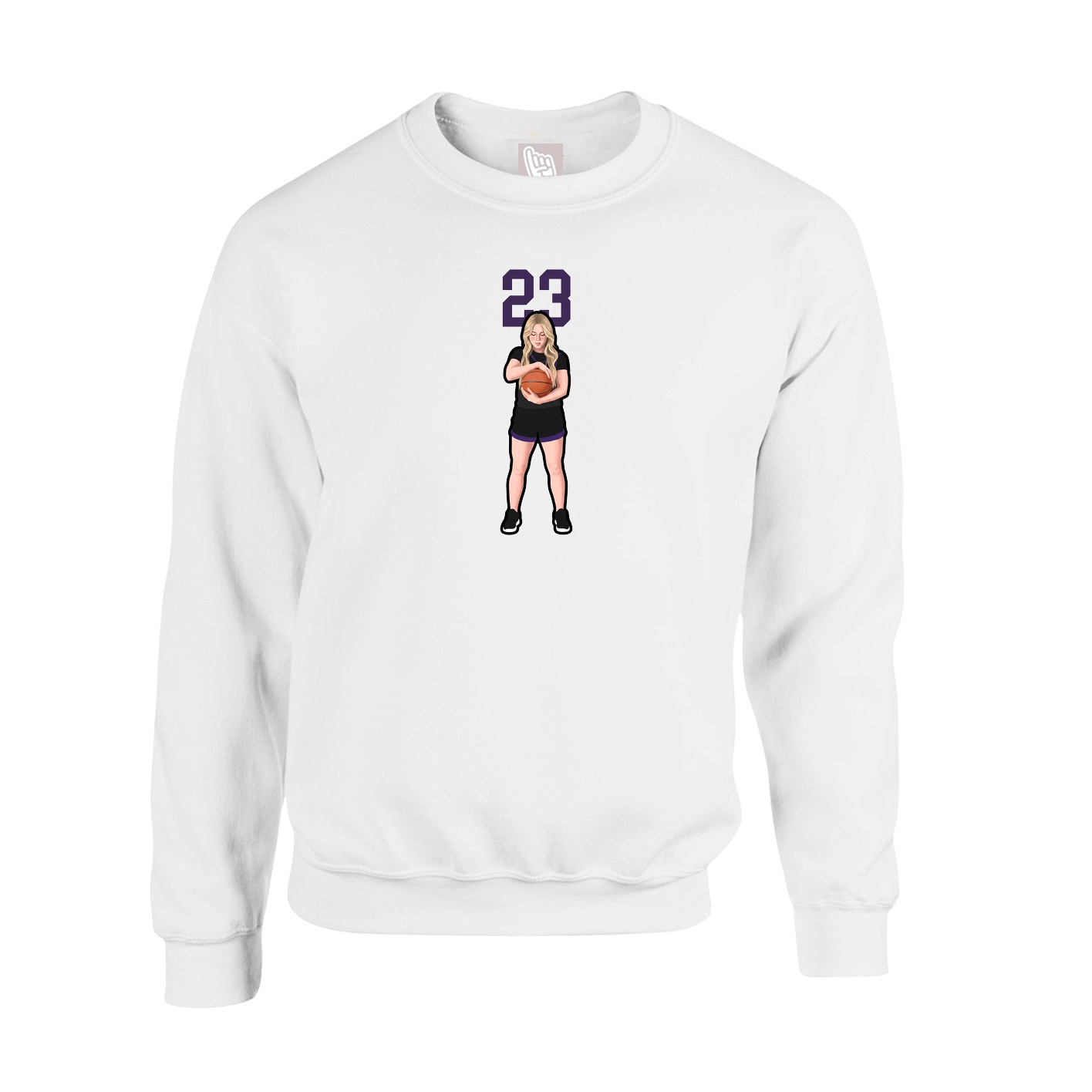 Fleece Crew — Number Top in White