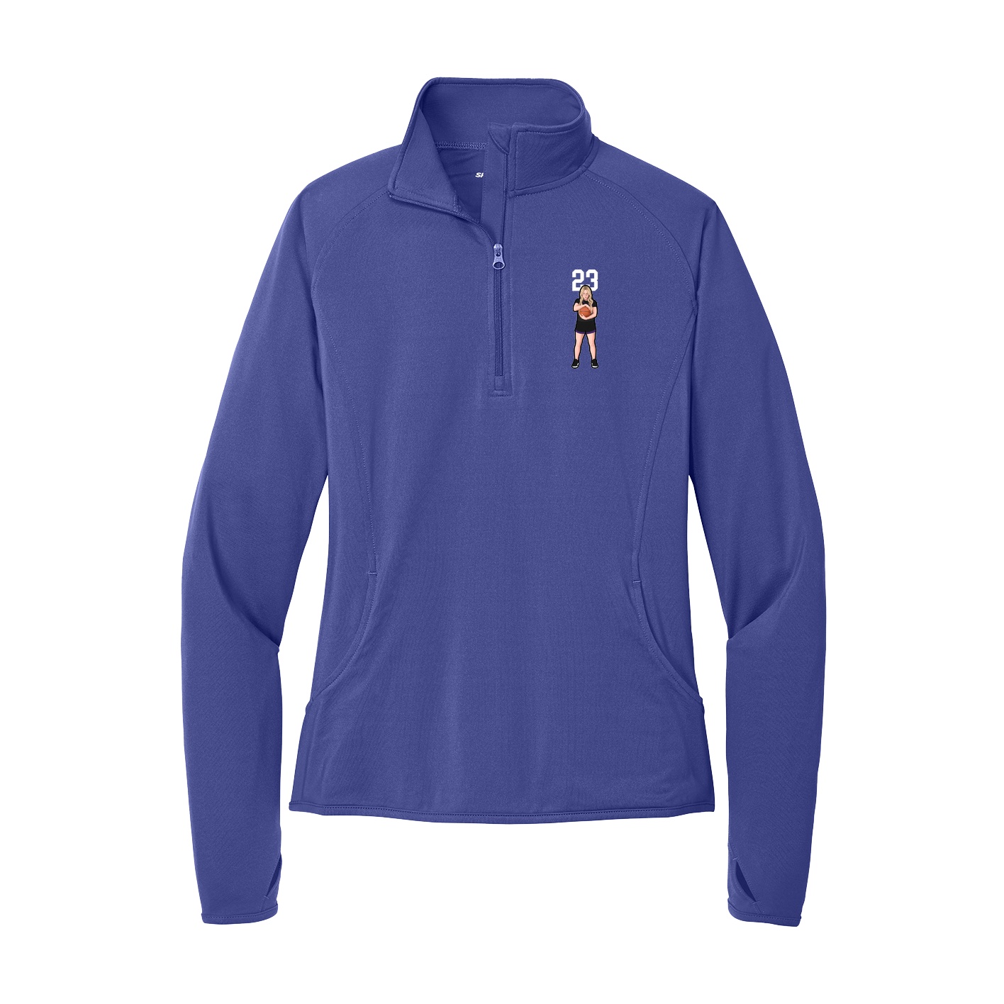 Women's Q-Zip Pullover — Number Top in Purple