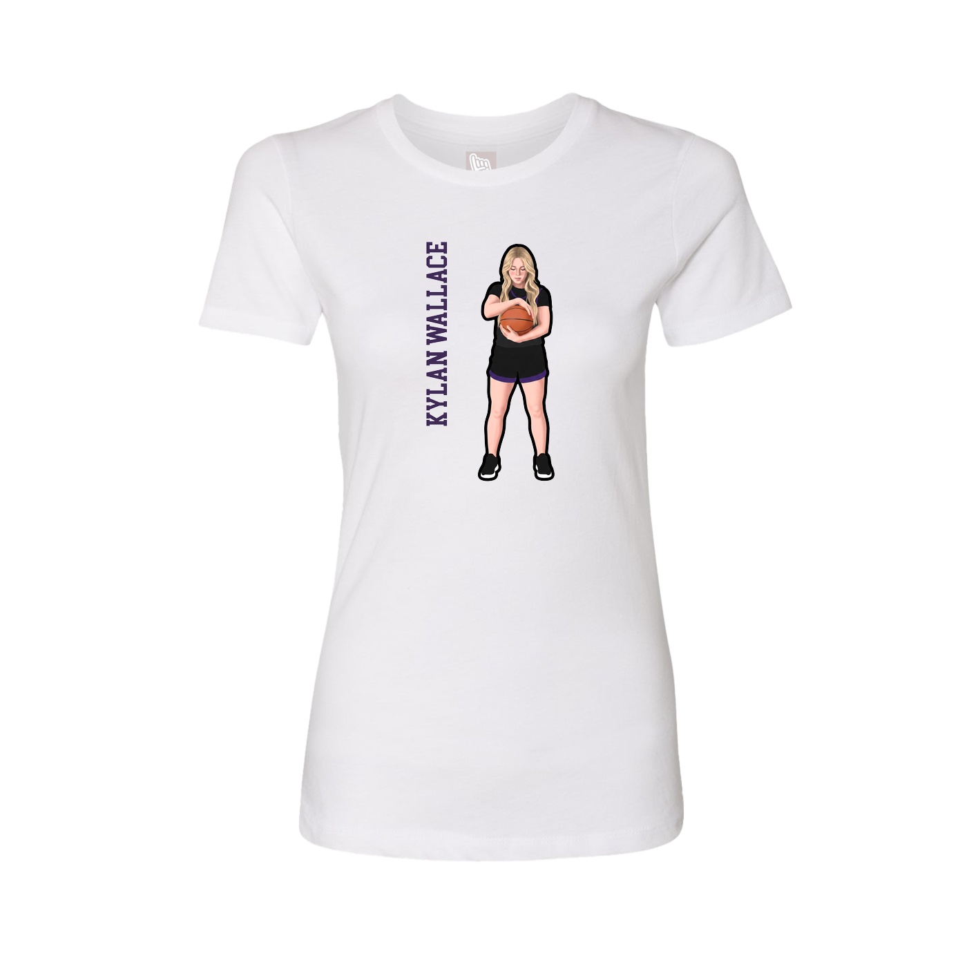 Womens Tee — Name Vertical in White