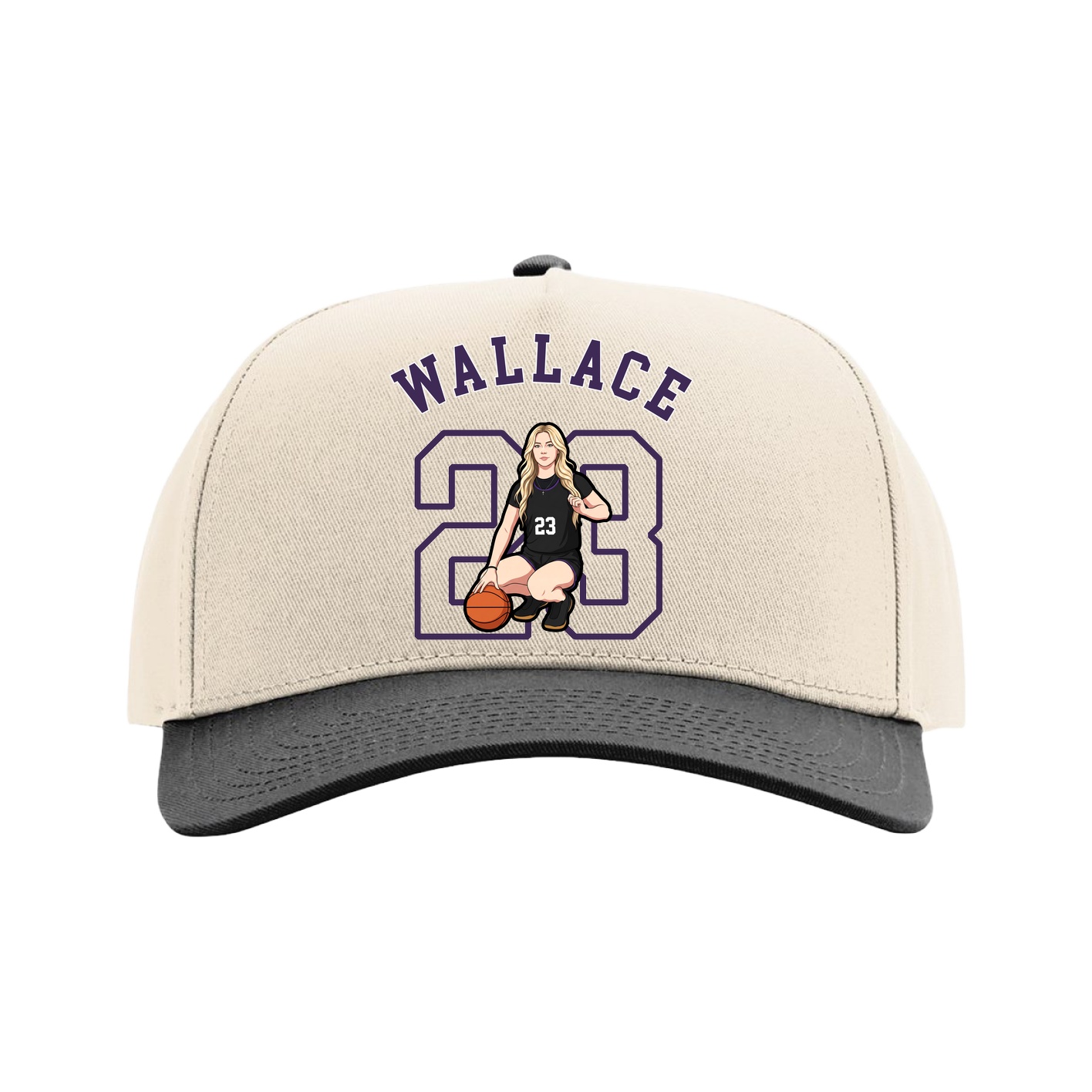 Full Fabric Five-Panel Champ Cap — Shirsey Arch in Cream/Black