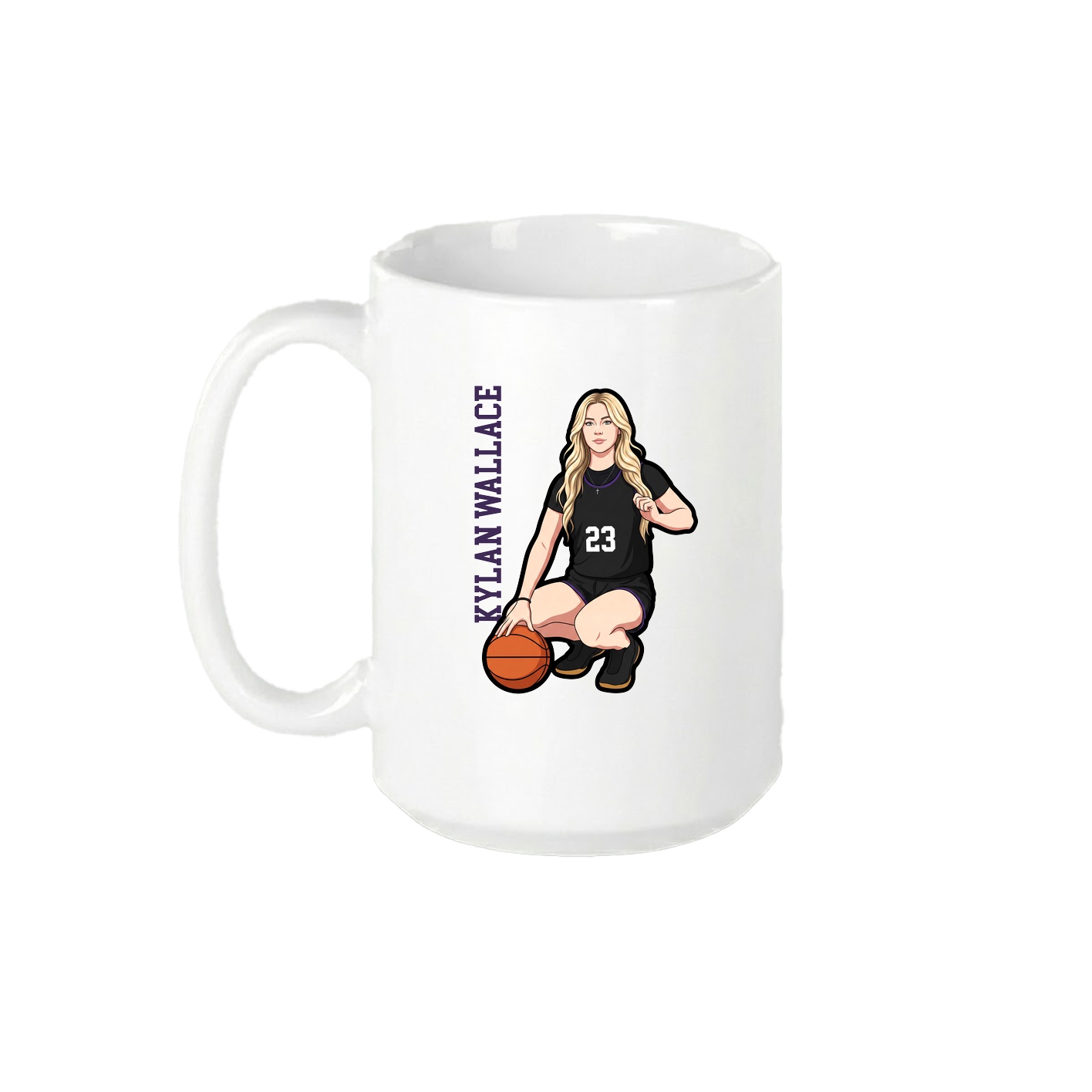 15oz Coffee Mug — Name Vertical in White