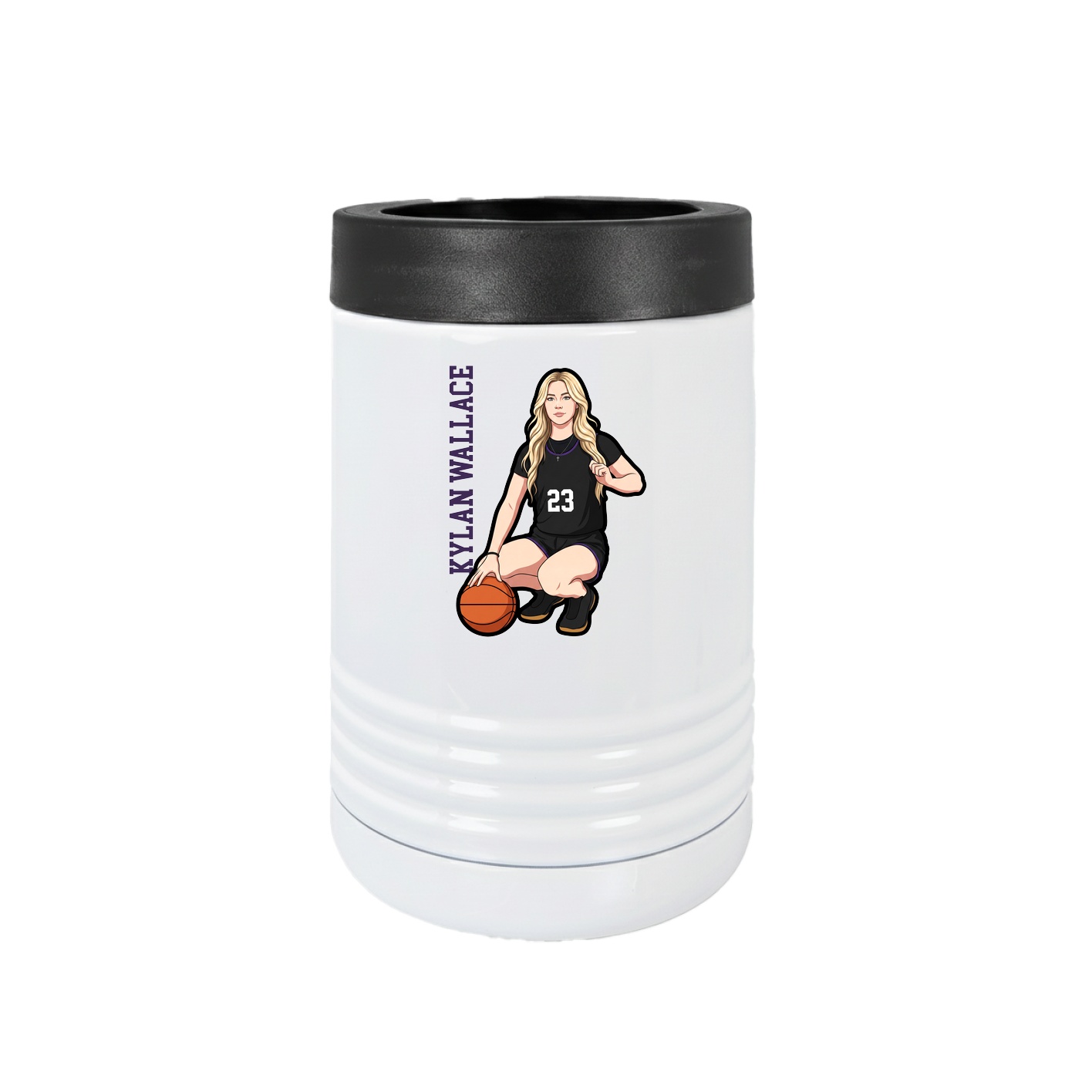 Beverage Holder — Name Vertical in White