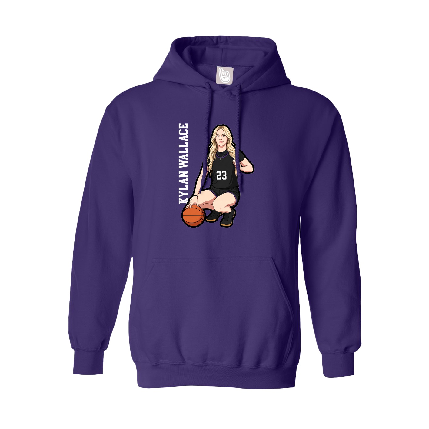 Hoodie — Name Vertical in Purple