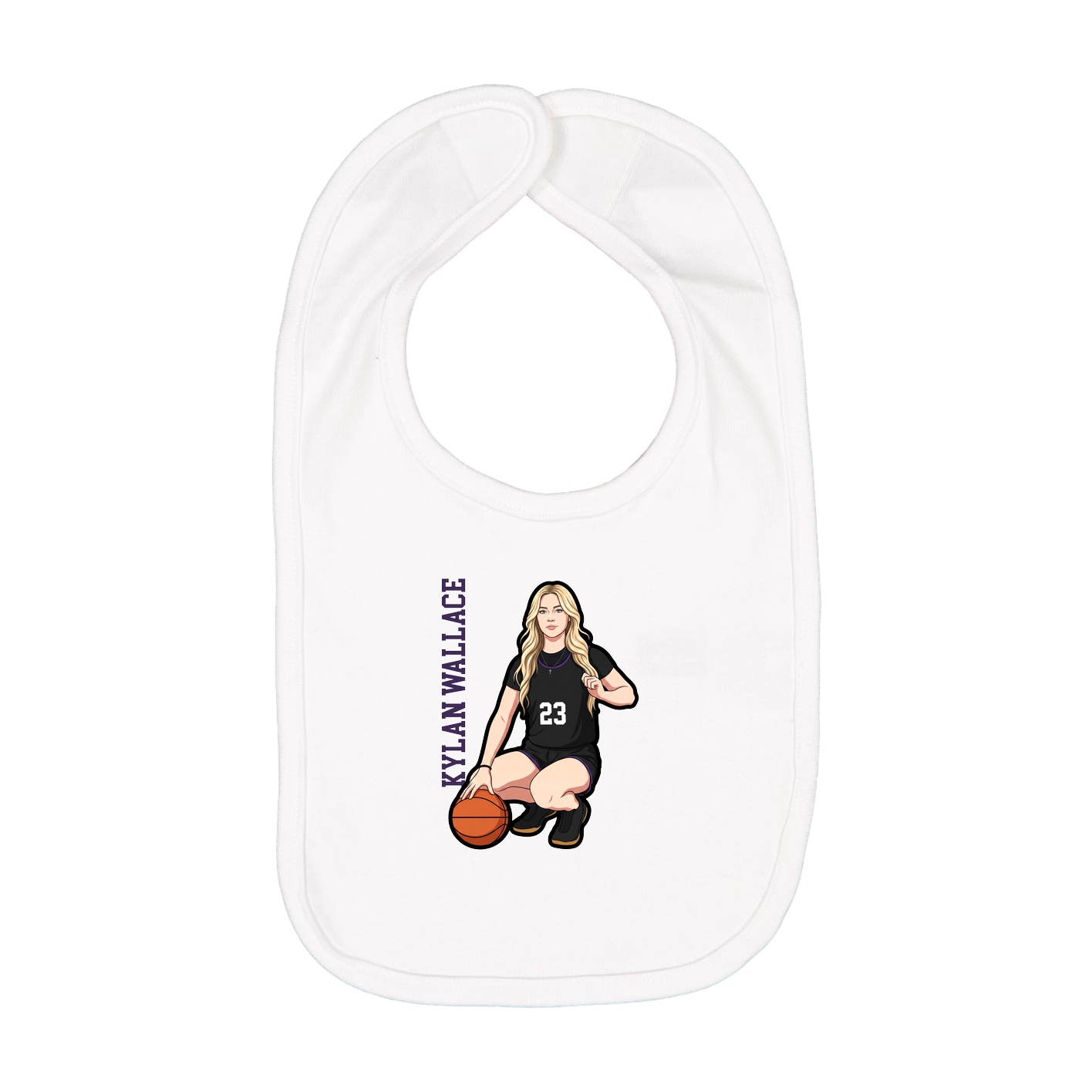 Infant Bib — Name Vertical in White