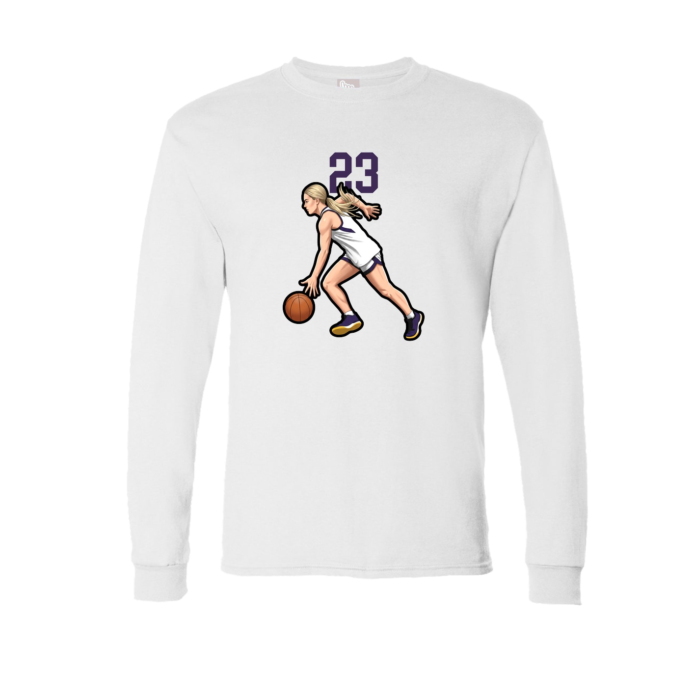Long Sleeve Tee — Number Top in White