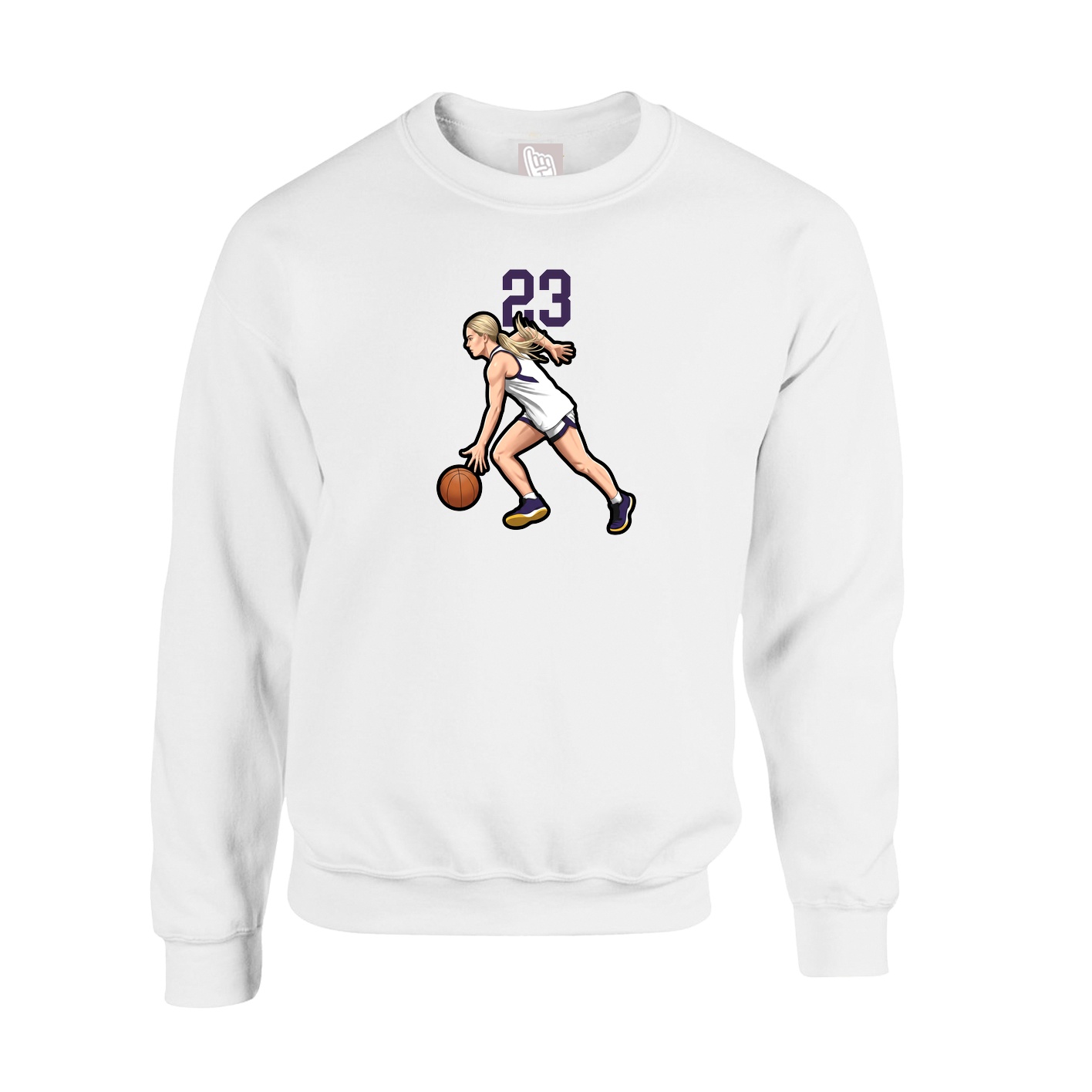 Fleece Crew — Number Top in White