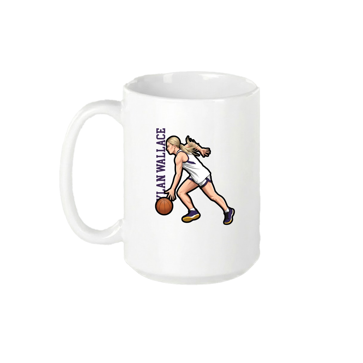 15oz Coffee Mug — Name Vertical in White