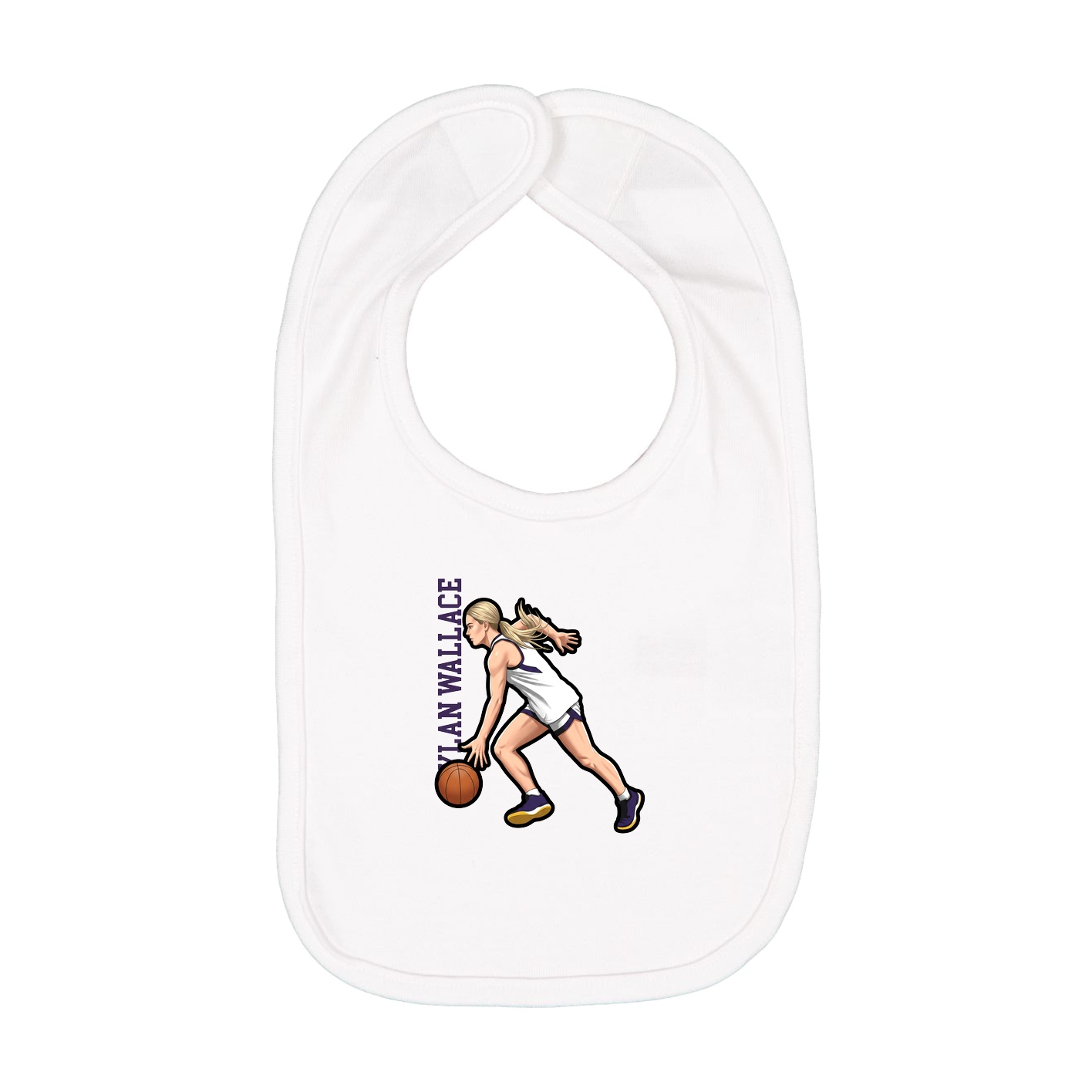 Infant Bib — Name Vertical in White