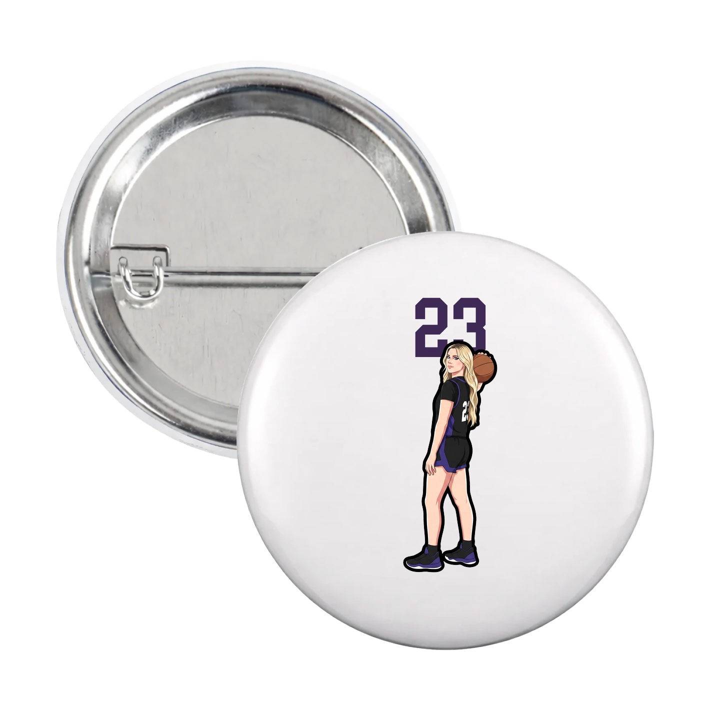 Game Day Button — Number Top in White