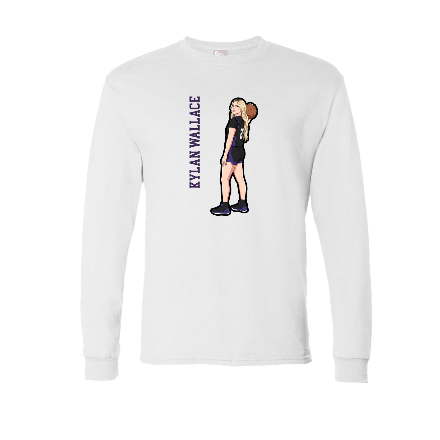 Long Sleeve Tee — Name Vertical in White
