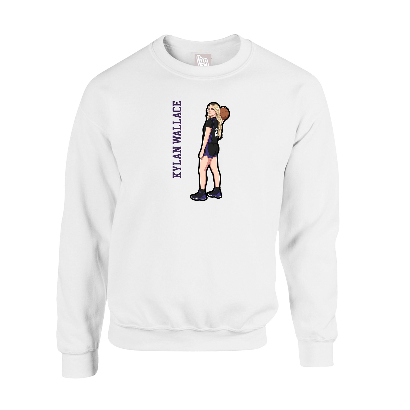 Fleece Crew — Name Vertical in White