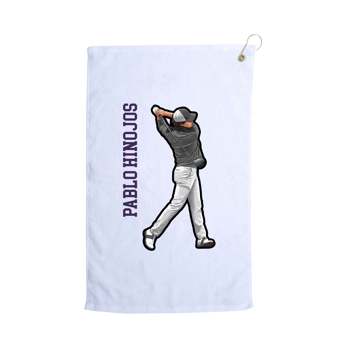 Golf Towel — Name Vertical in White