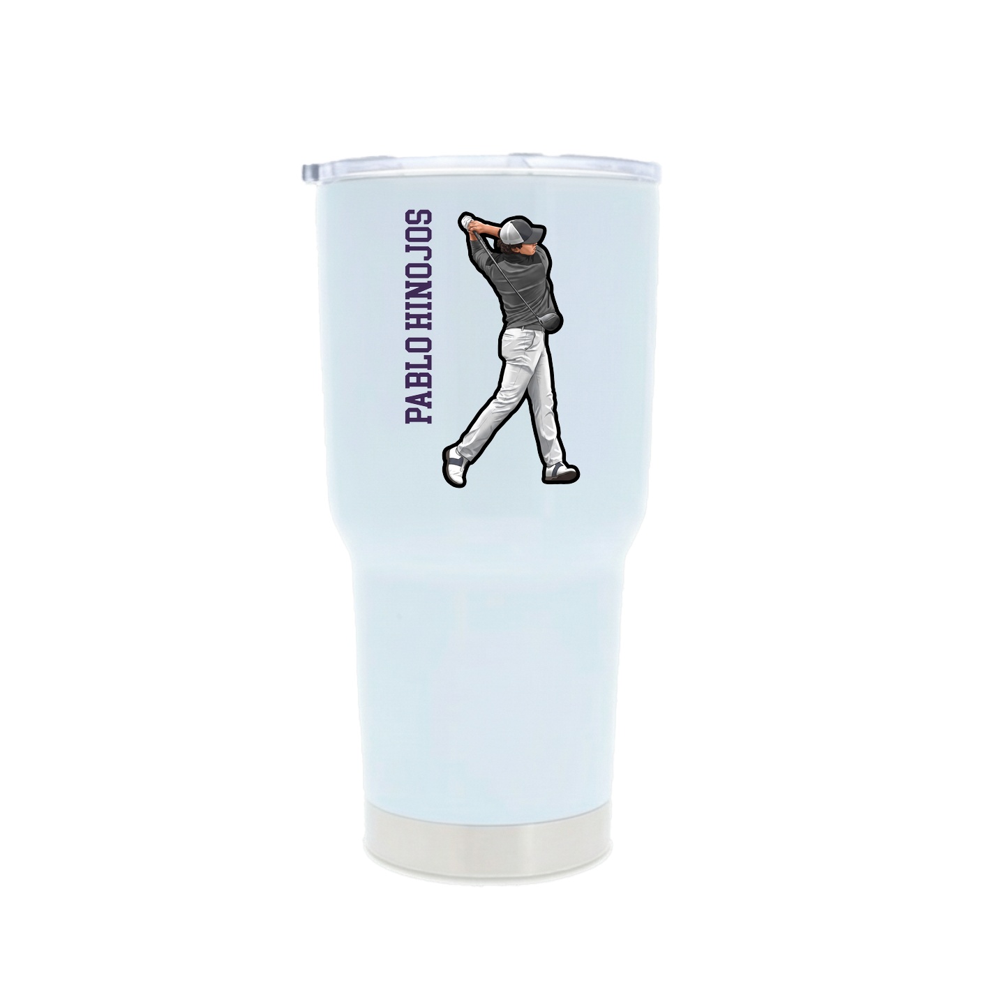 30oz Stainless Steel Tumbler — Name Vertical in White