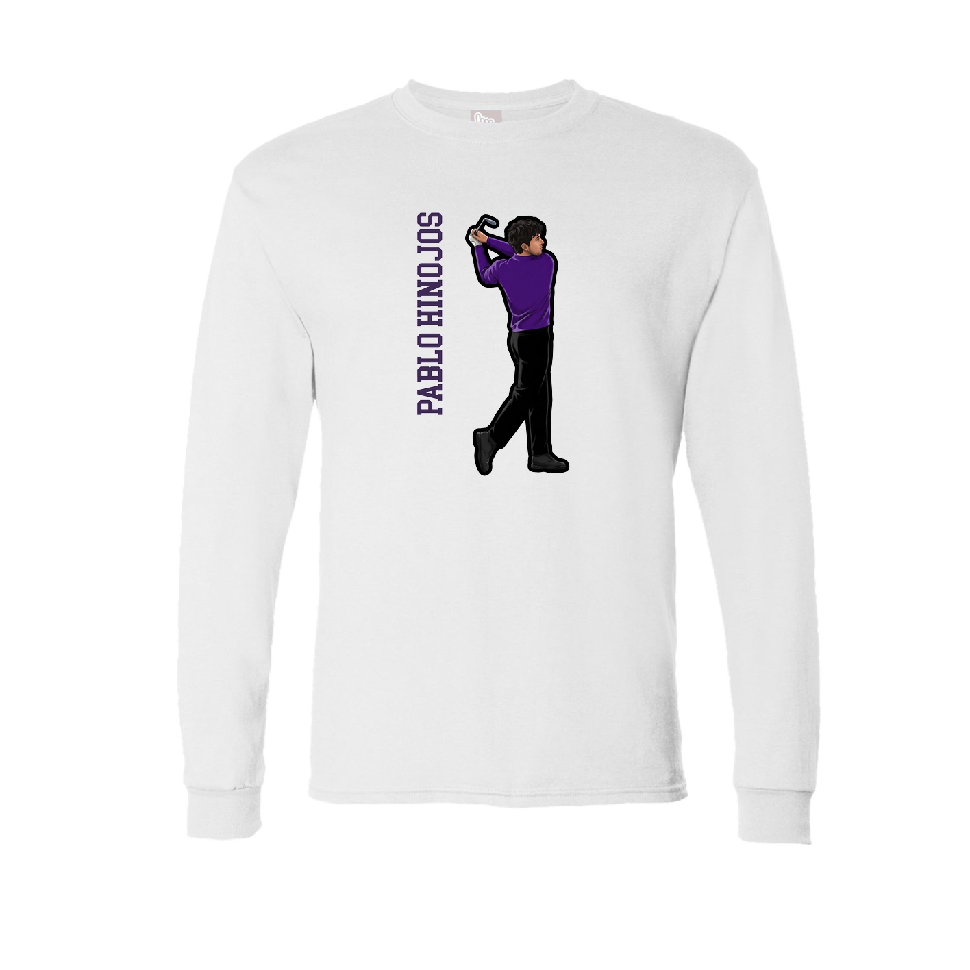 Long Sleeve Tee — Name Vertical in White