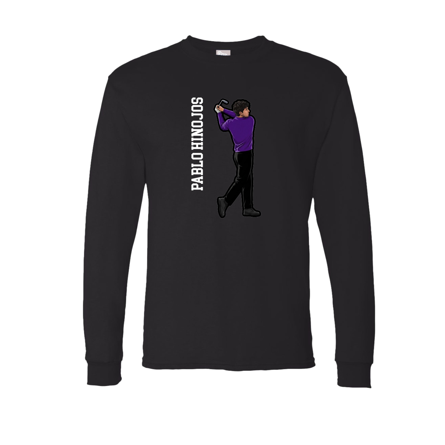 Long Sleeve Tee — Name Vertical in Black