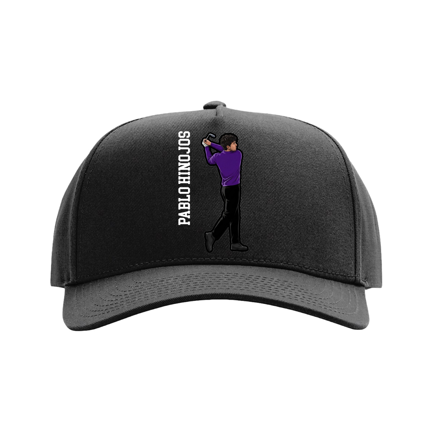 Full Fabric Five-Panel Champ Cap — Name Vertical in Black