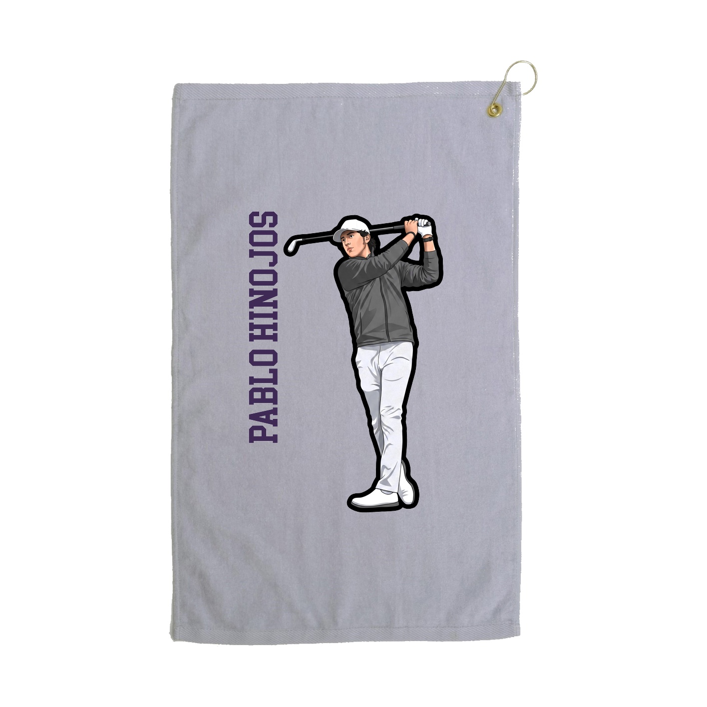 Golf Towel — Name Vertical in Grey