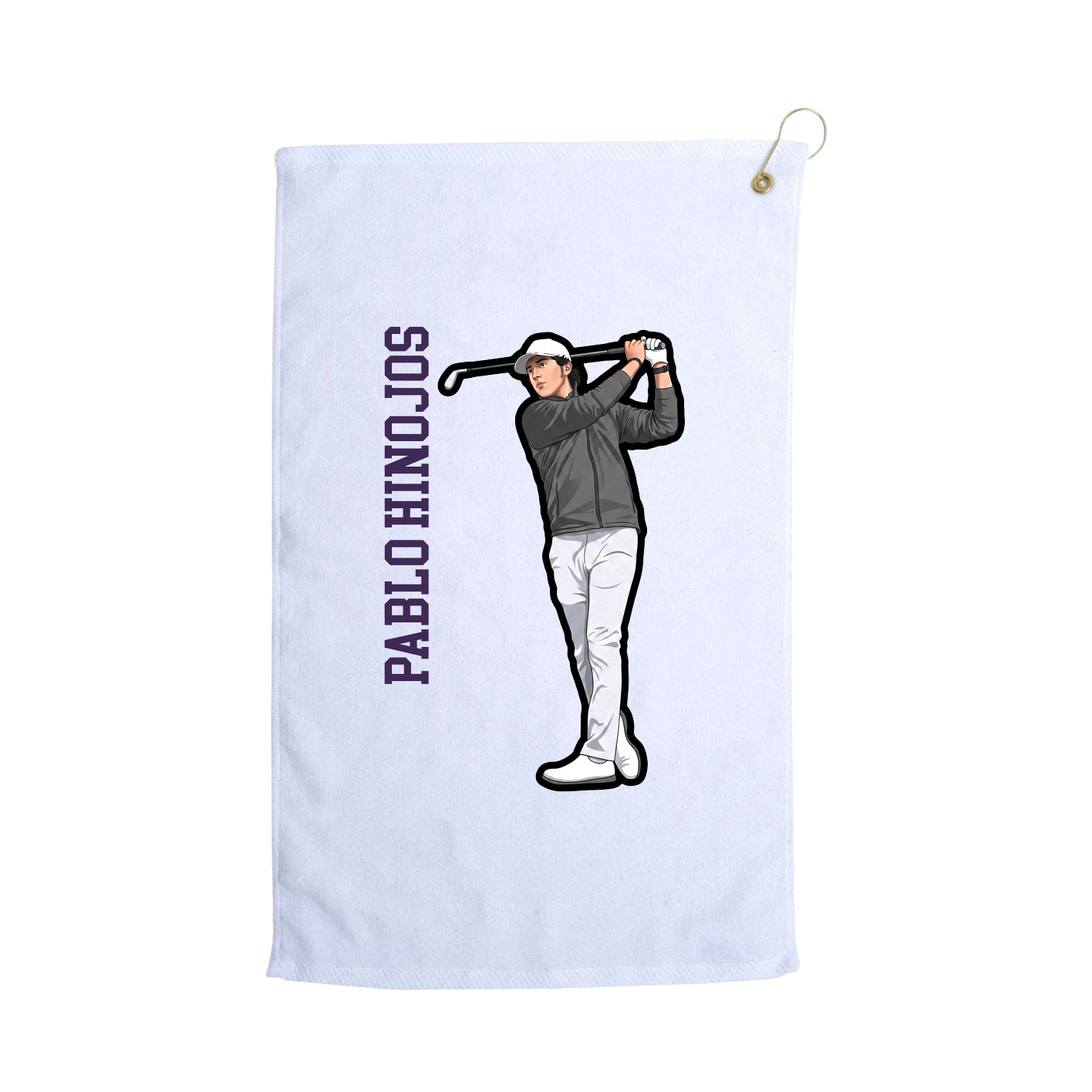 Golf Towel — Name Vertical in White