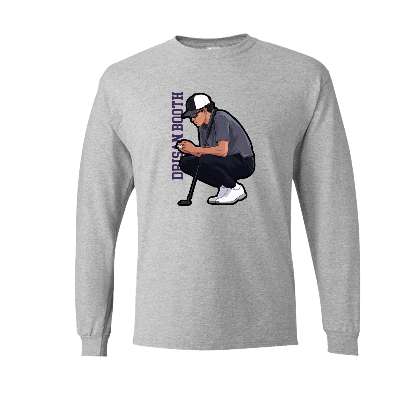 Long Sleeve Tee — Name Vertical in Grey