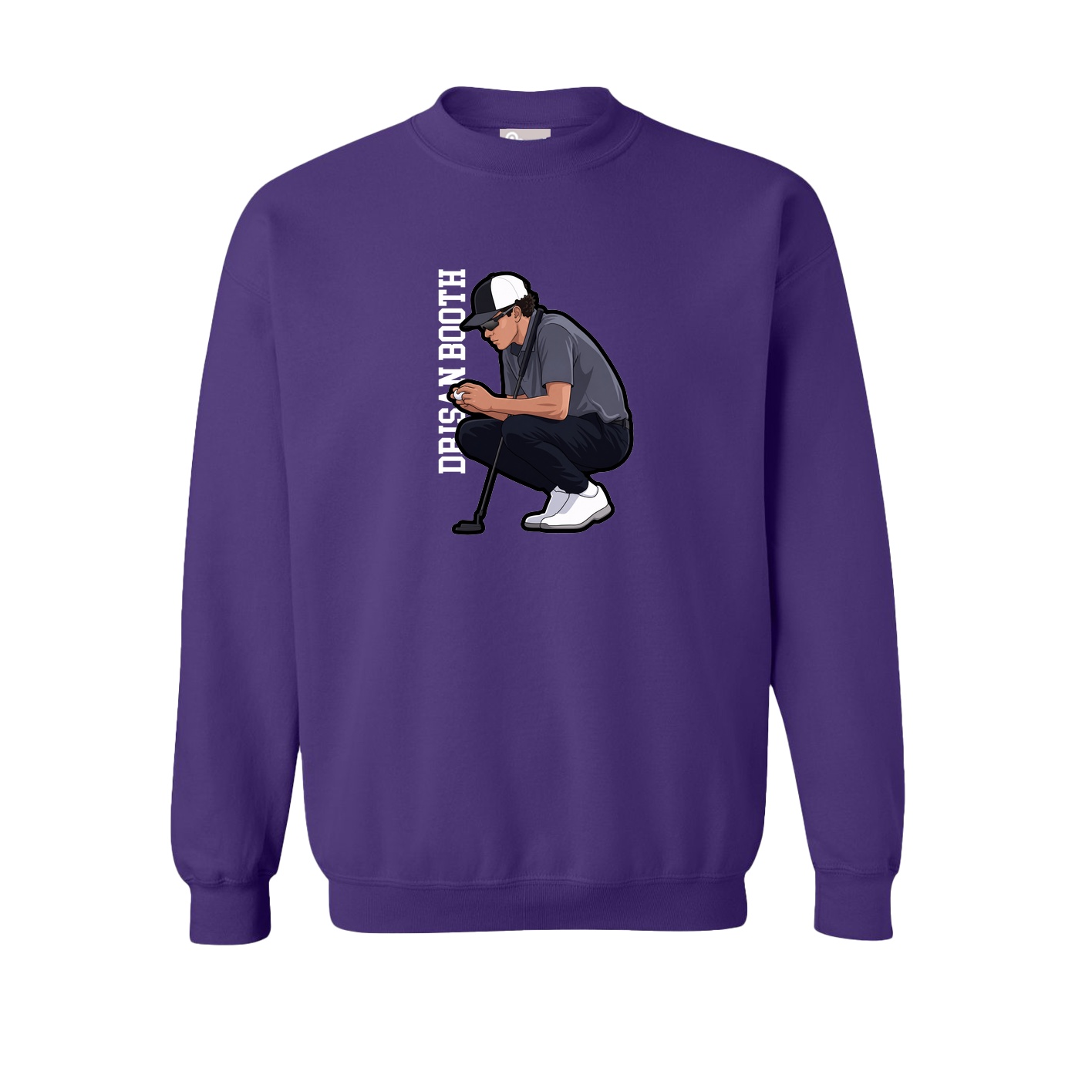 Fleece Crew — Name Vertical in Purple