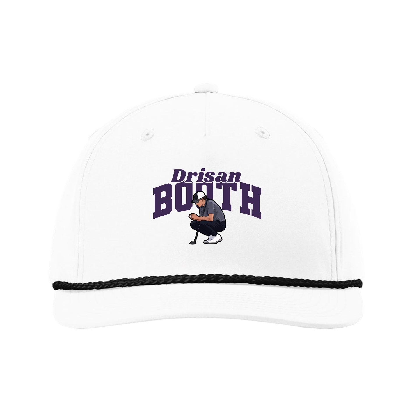 Five-Panel Classic Rope Cap — Signature Arch in White