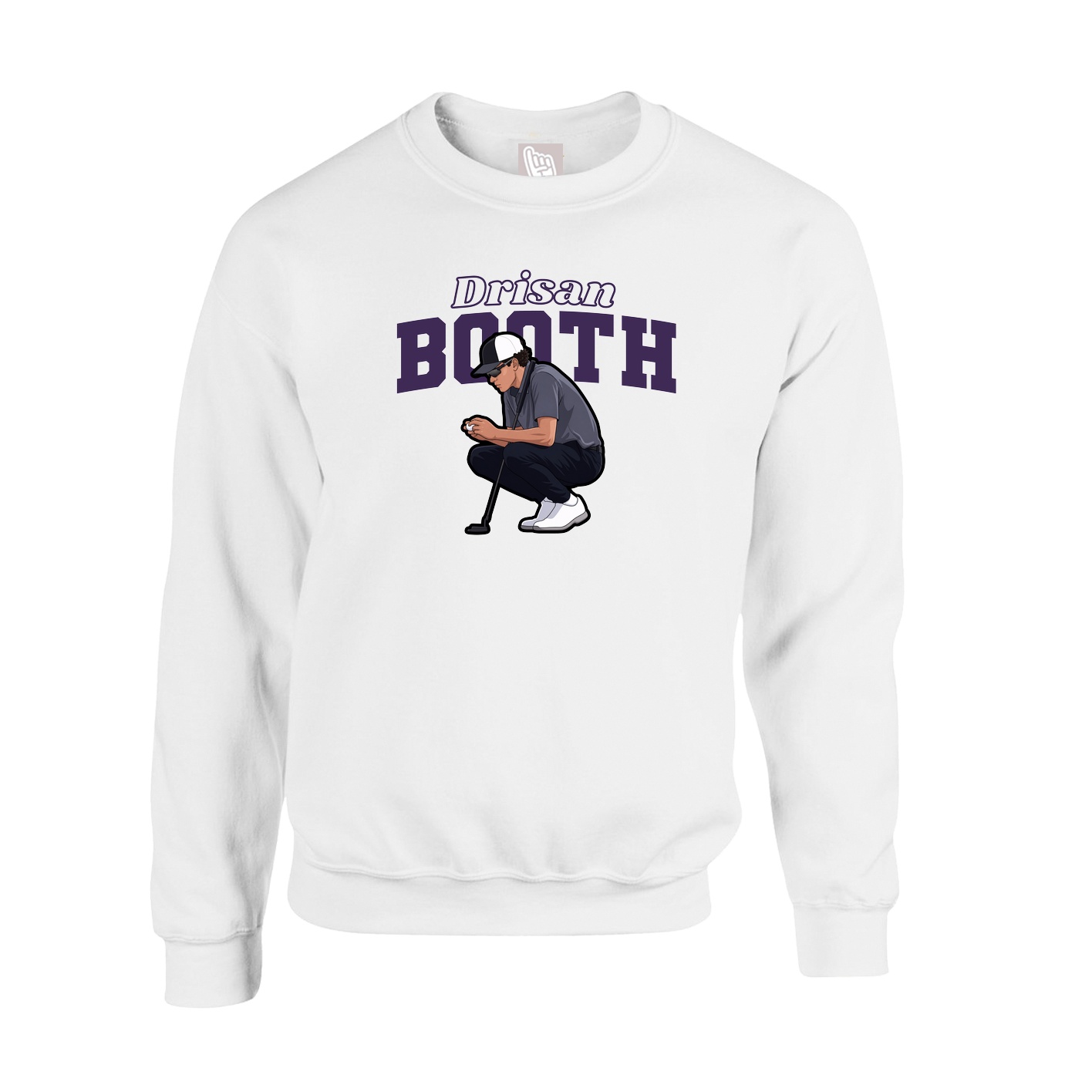 Fleece Crew — Name Arch in White
