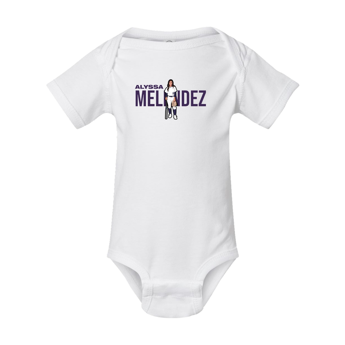 Baby Onesie — Player Name in White