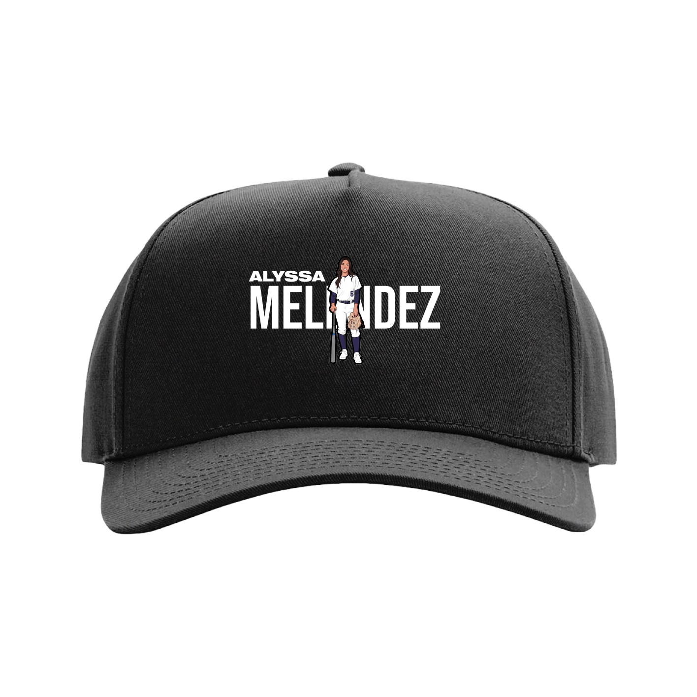 Full Fabric Five-Panel Champ Cap — Player Name in Black