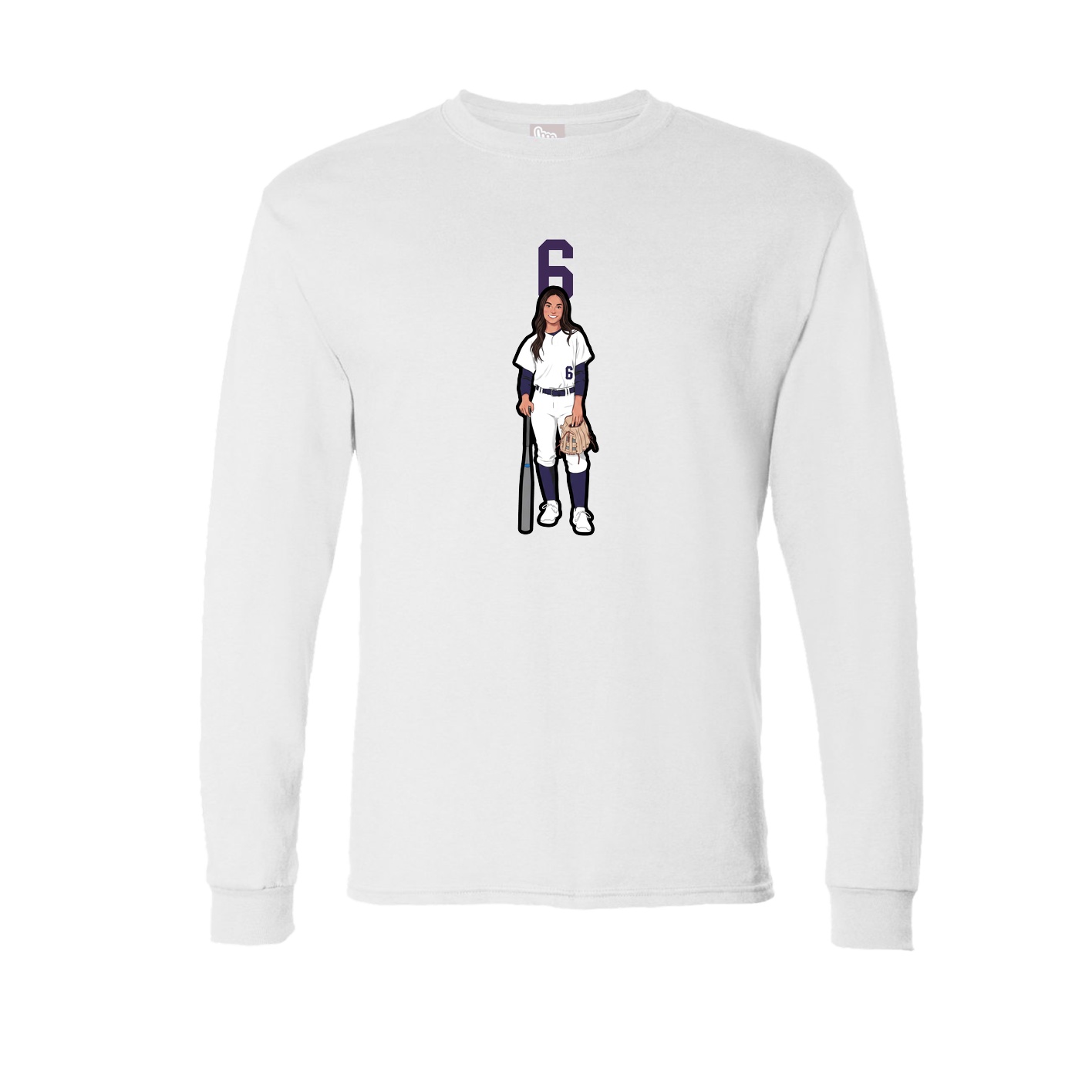 Long Sleeve Tee — Number Top in White