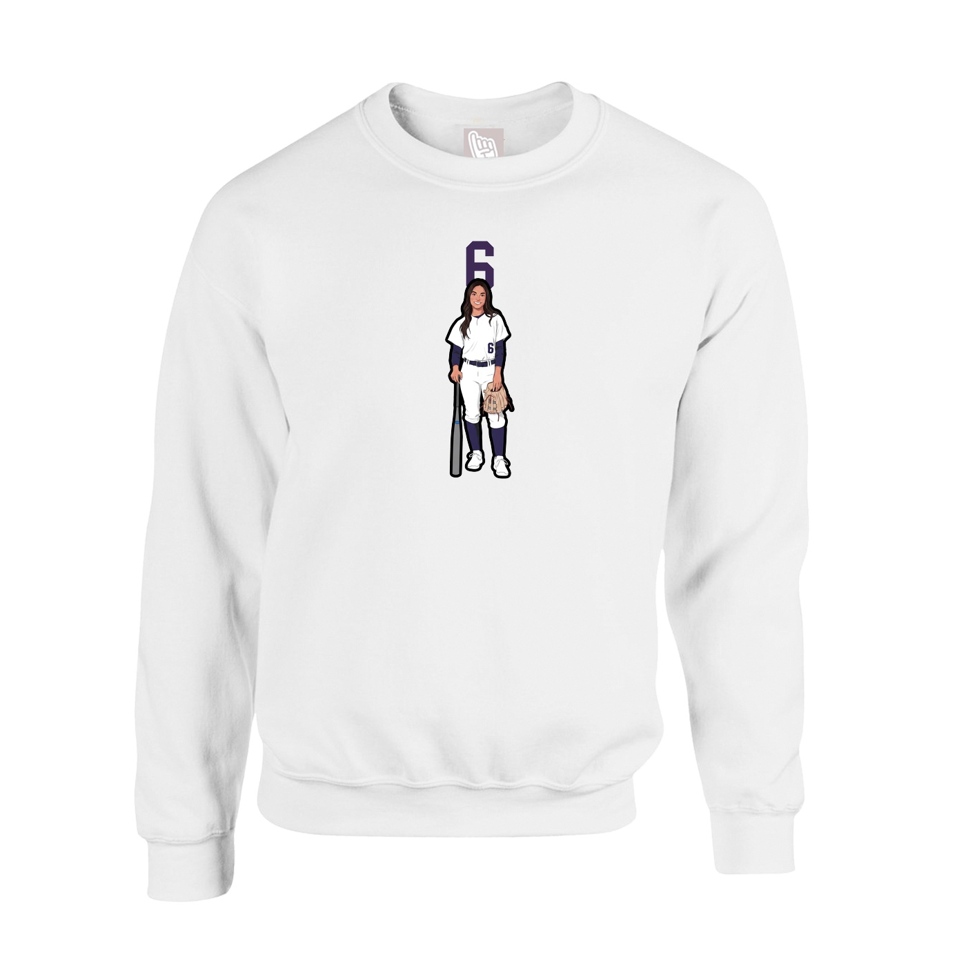 Fleece Crew — Number Top in White