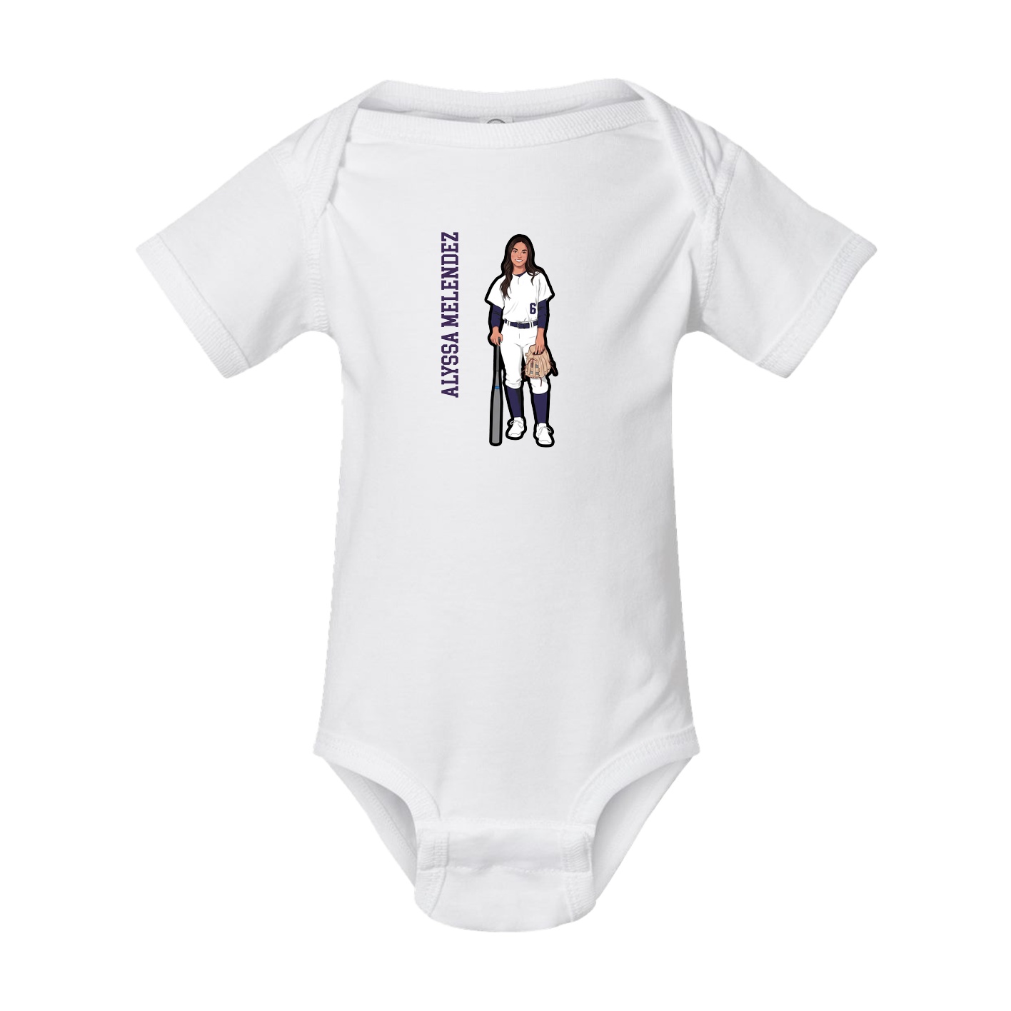 Baby Onesie — Name Vertical in White