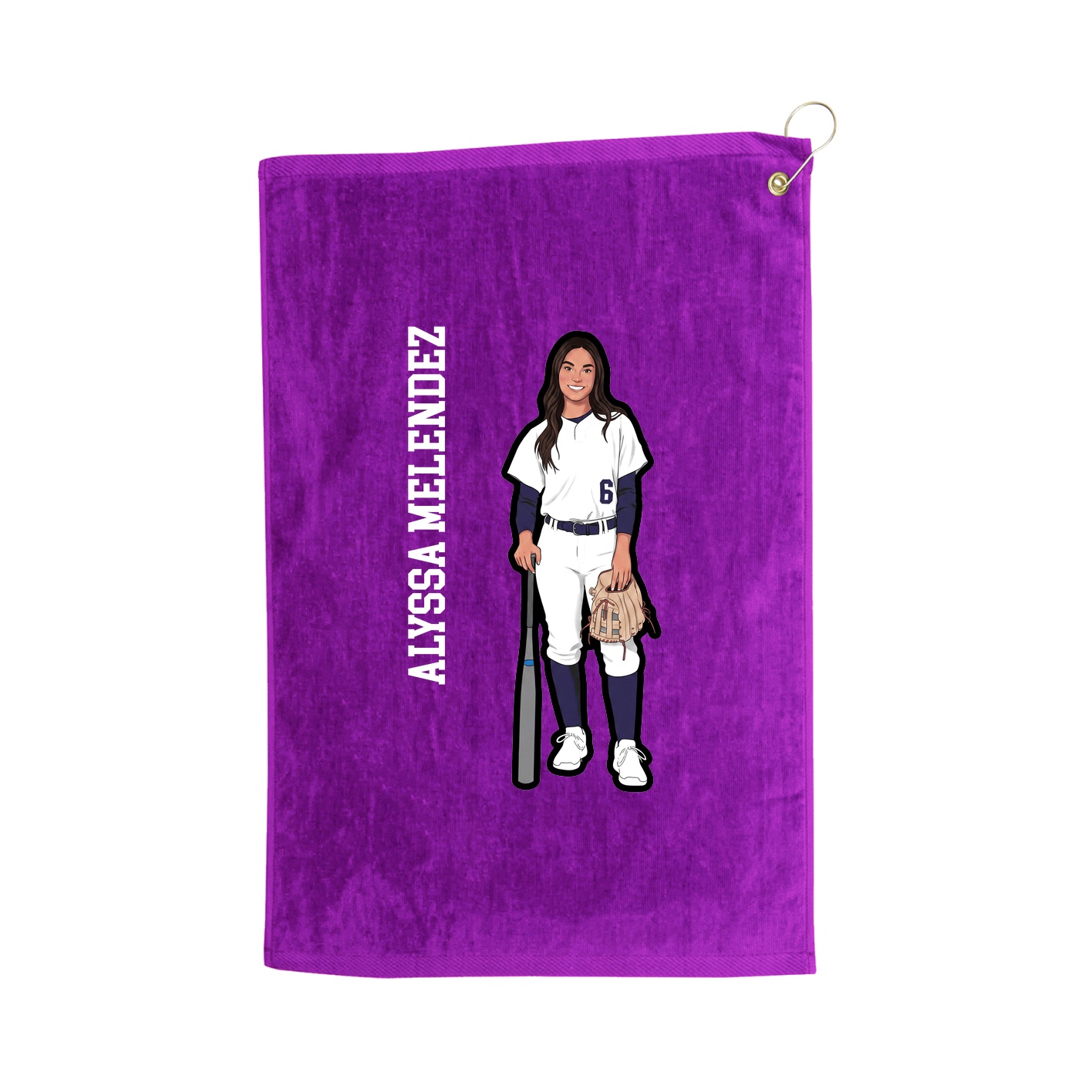 Golf Towel — Name Vertical in Purple