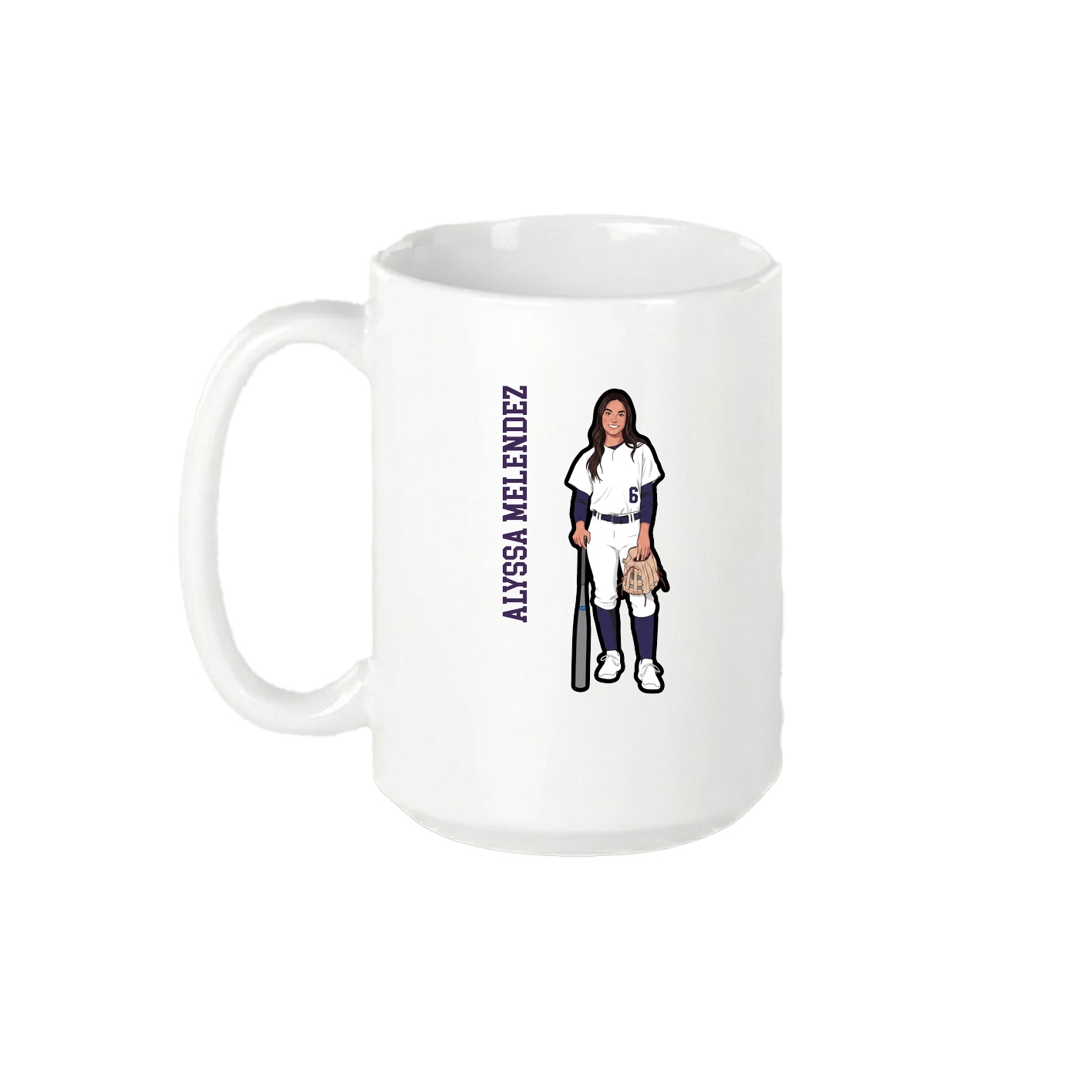 15oz Coffee Mug — Name Vertical in White