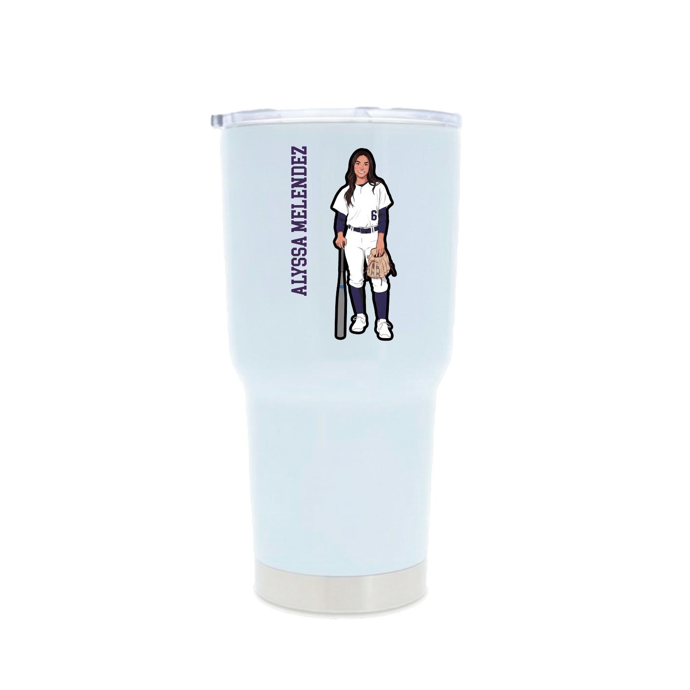 30oz Stainless Steel Tumbler — Name Vertical in White