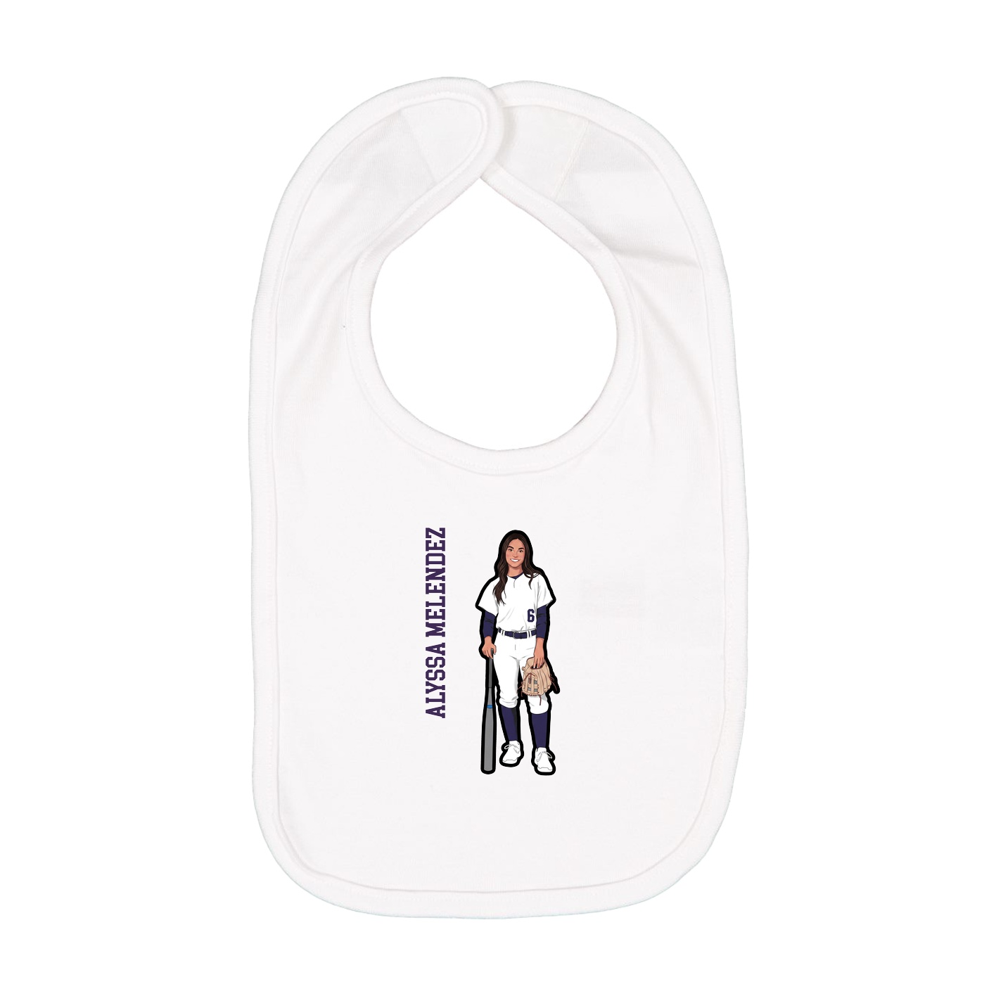 Infant Bib — Name Vertical in White