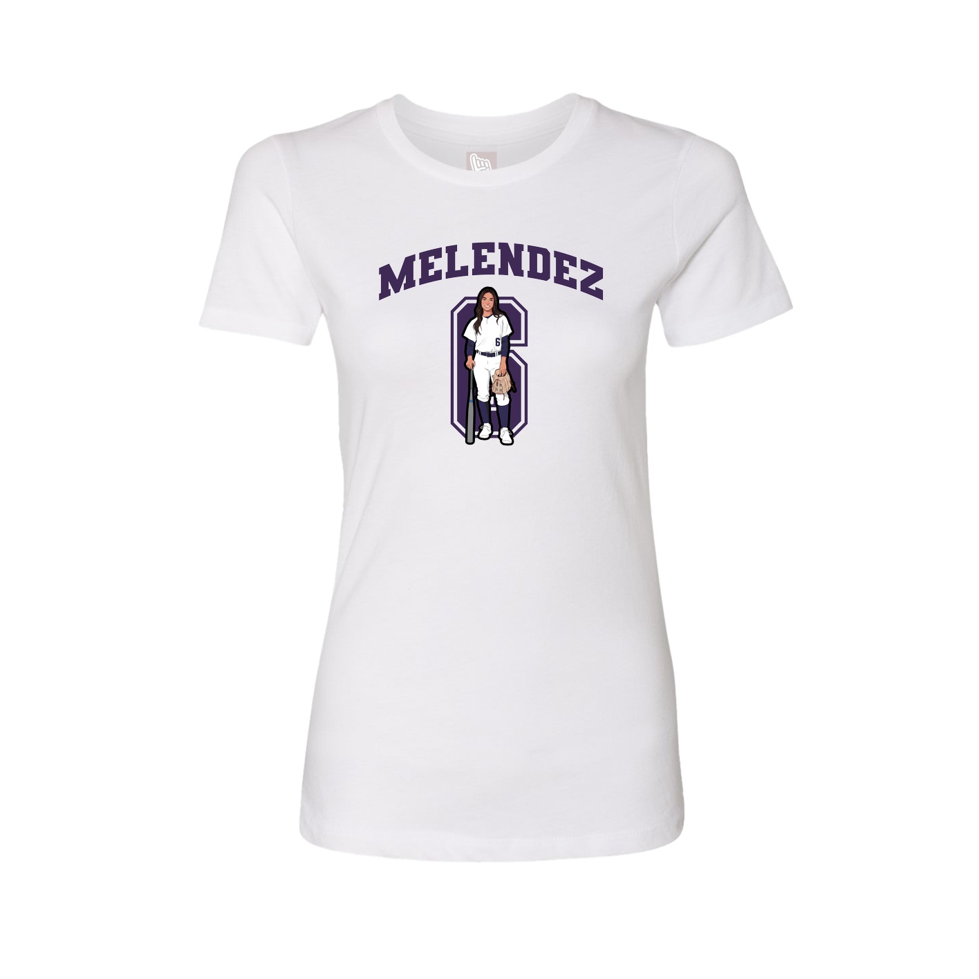 Fitted Women's Tee — Number in White