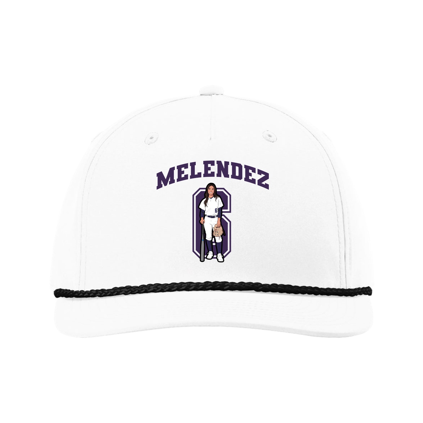 Five-Panel Classic Rope Cap — Number in White