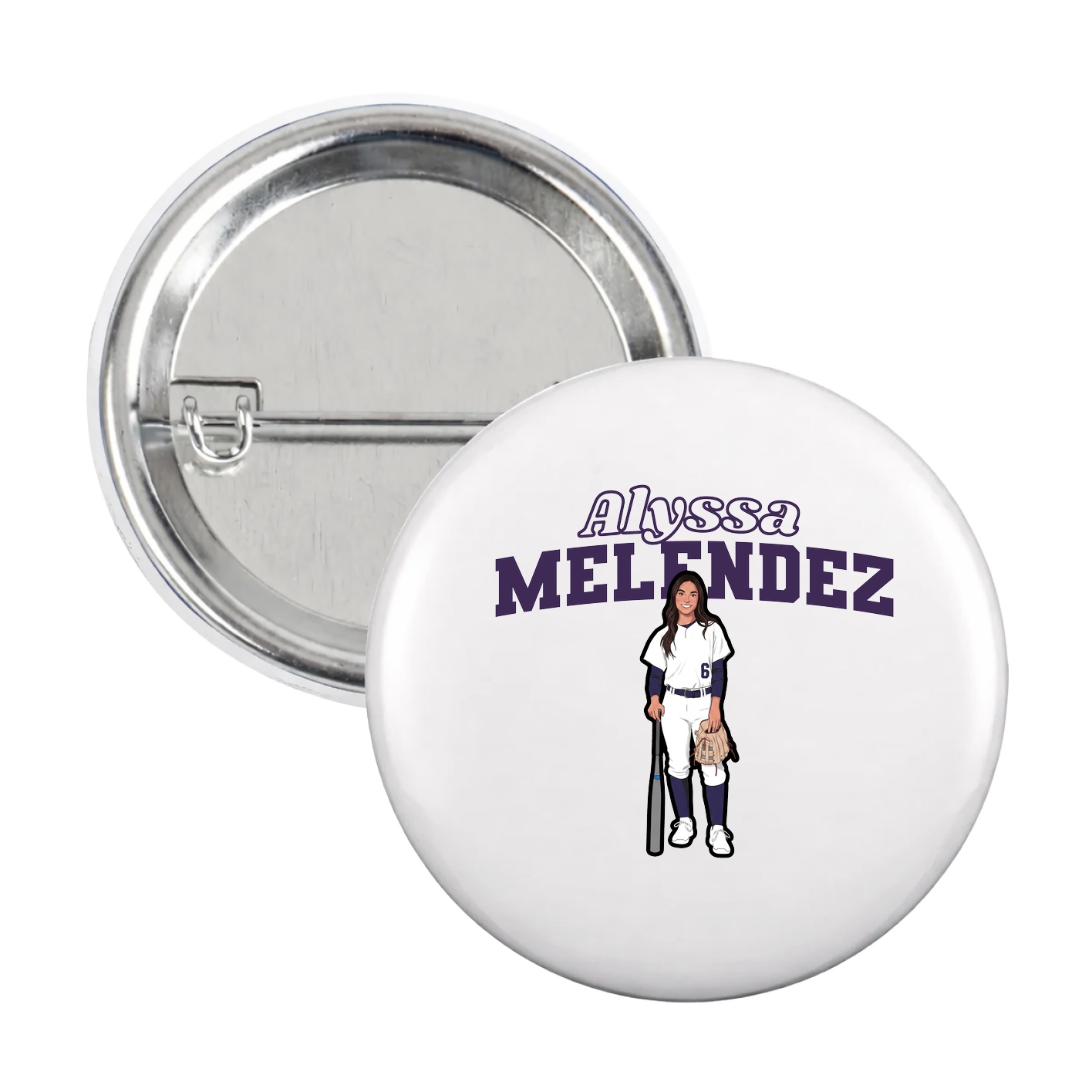 Game Day Button — Name Arch in White