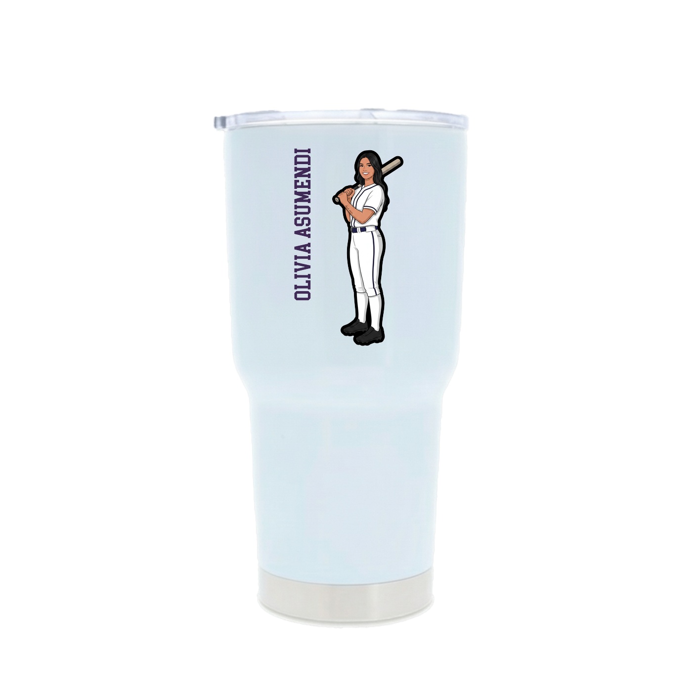 30oz Stainless Steel Tumbler — Name Vertical in White