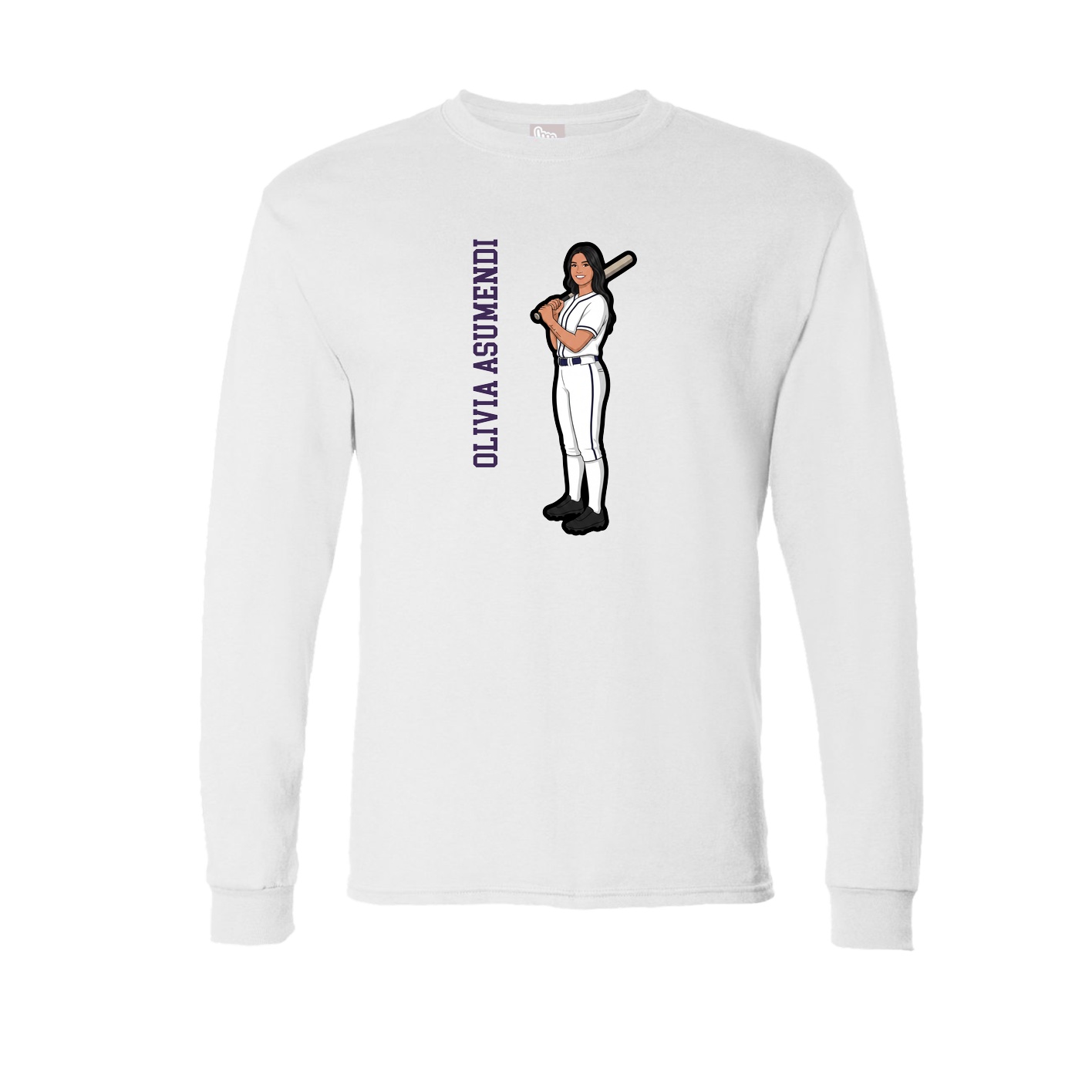 Long Sleeve Tee — Name Vertical in White