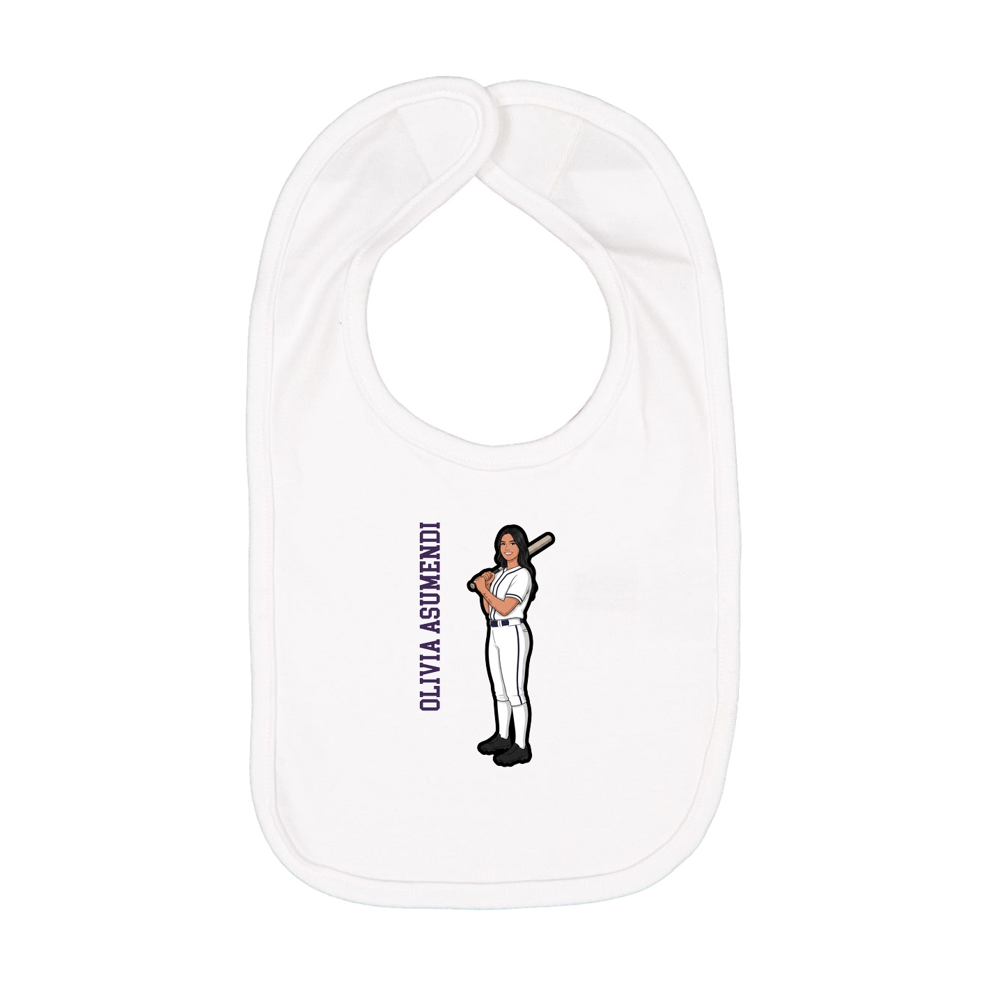 Infant Bib — Name Vertical in White