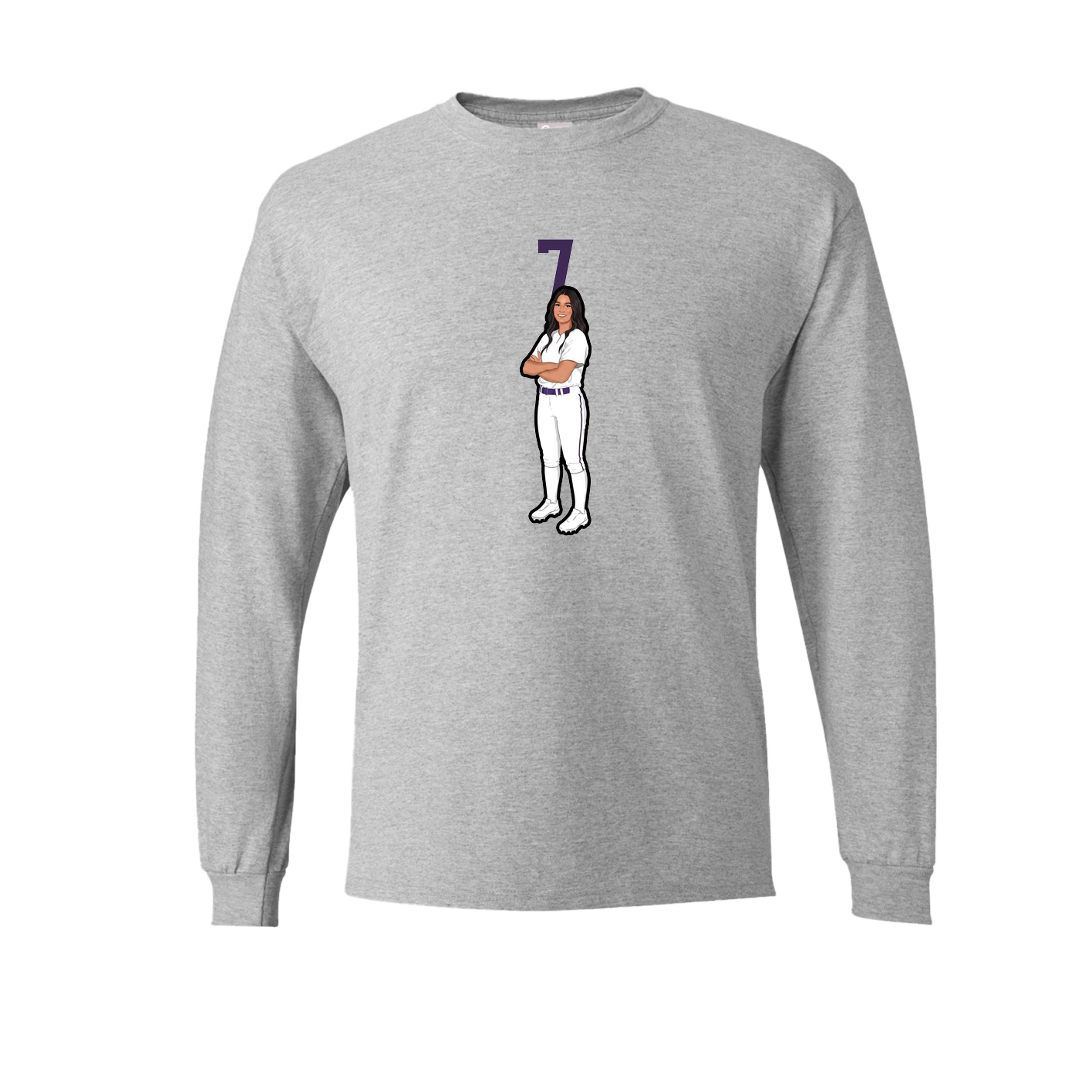 Long Sleeve Tee — Number Top in Grey