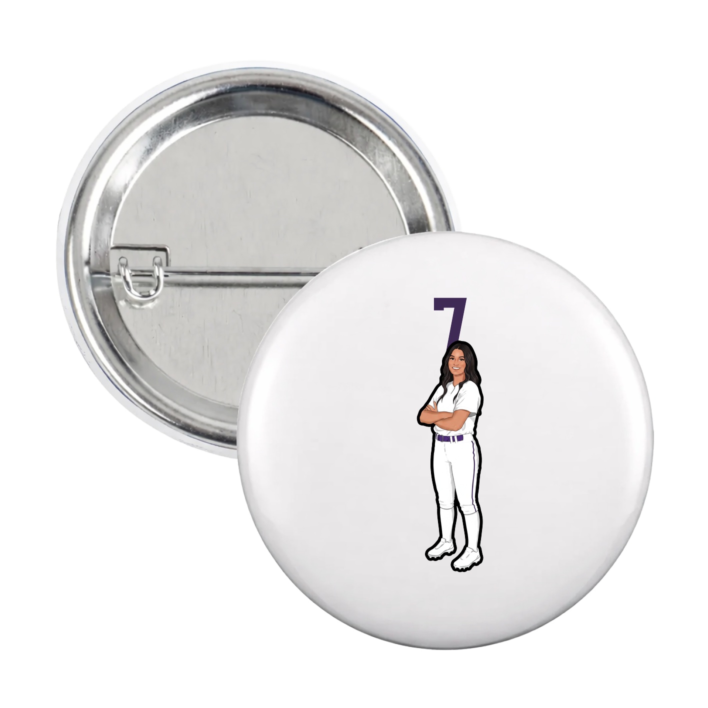 Game Day Button — Number Top in White