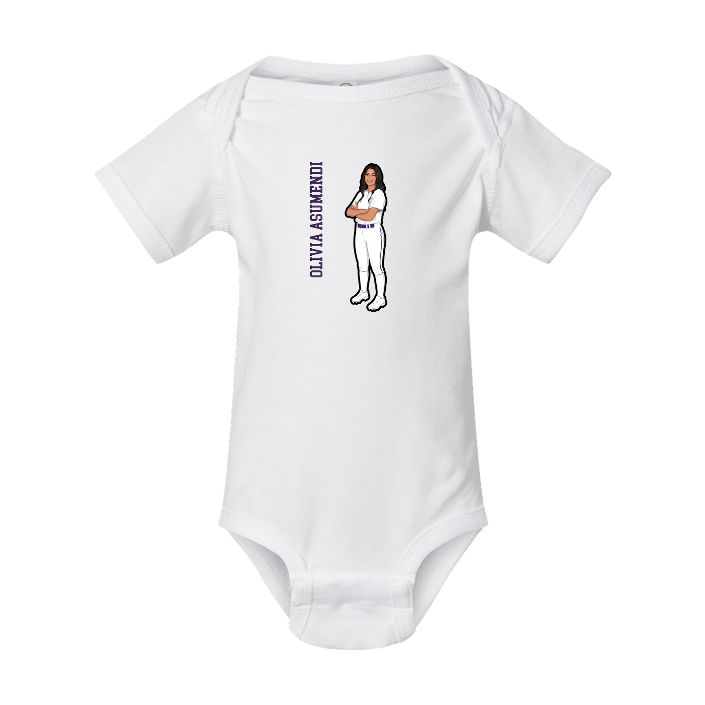 Baby Onesie — Name Vertical in White
