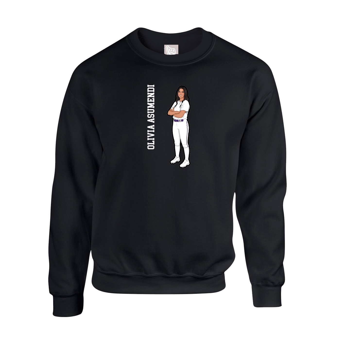 Fleece Crew — Name Vertical in Black