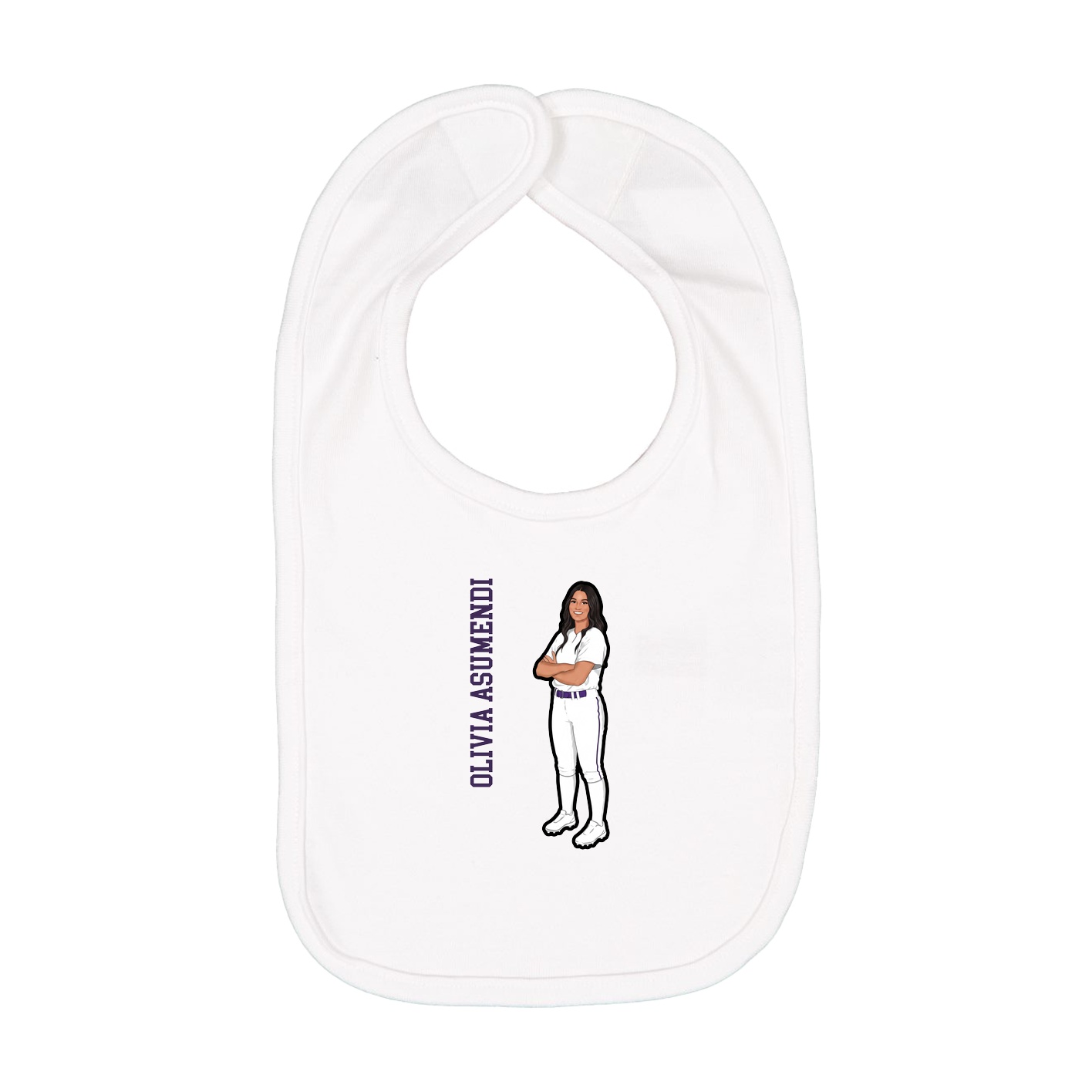 Infant Bib — Name Vertical in White
